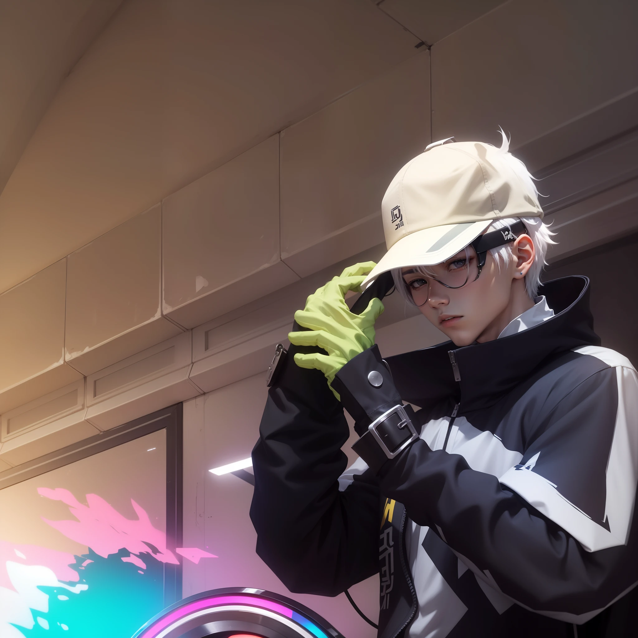 Anime, realistic, 1 boy, Korea,20 years old cool, 8k quality, white hair