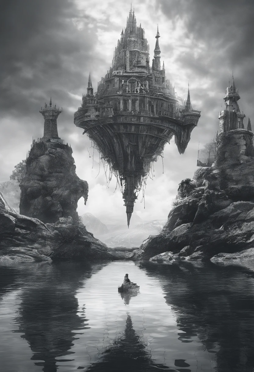 (master part)),((best quality)),((Alta nitidez)),((Realistic,))Em um sonho vermelho, (Antecedentes com:In the depths of space),(Castle in biomechanical motion),There are complex cities,A rua,(lightnings:1.2),(Besta do riacho manchado:1.2)Mysterious outer space, montanhas flutuantes, paisagem do avatar, Water channels, (Aleluia Montanha Suspensa:1.2), (Castelo gigante flutuando no ar: 1.5), (reflection), (Bizarre and fascinating plants from outer space), ilhas flutuantes, , Cinematic dystopia, epic matte painting, Pintura holandesa da idade de ouro, Cores Fuji, shining, Blurry, Borda em desvanecimento, Partial underwater shooting, 8k,plataformas flutuantes, Rodeado por paisagens maravilhosas