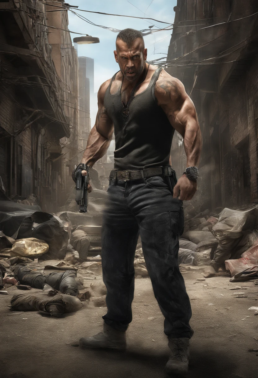 (best quality,ultra-detailed,realistic:1.37),dark,gritty,violent,atmospheric lighting,brutal,gangsters,brawny,corrupted,criminal underworld,menacing,sexy,tough guys,beards,scars,dirty,ragged clothes,slimy alleys,secluded hideouts,grimy weapons,muscular bodies,intense expressions,dangerous,dominant,provocative,sexual tension,raw power,unforgiving urban environment,masculinity,conflict,dominance,aggression,raw sensuality,harsh cityscape,men on the edge,criminal allure,explosive temperament,unapologetic actions,dark energy,haunted aura,intimidating presence