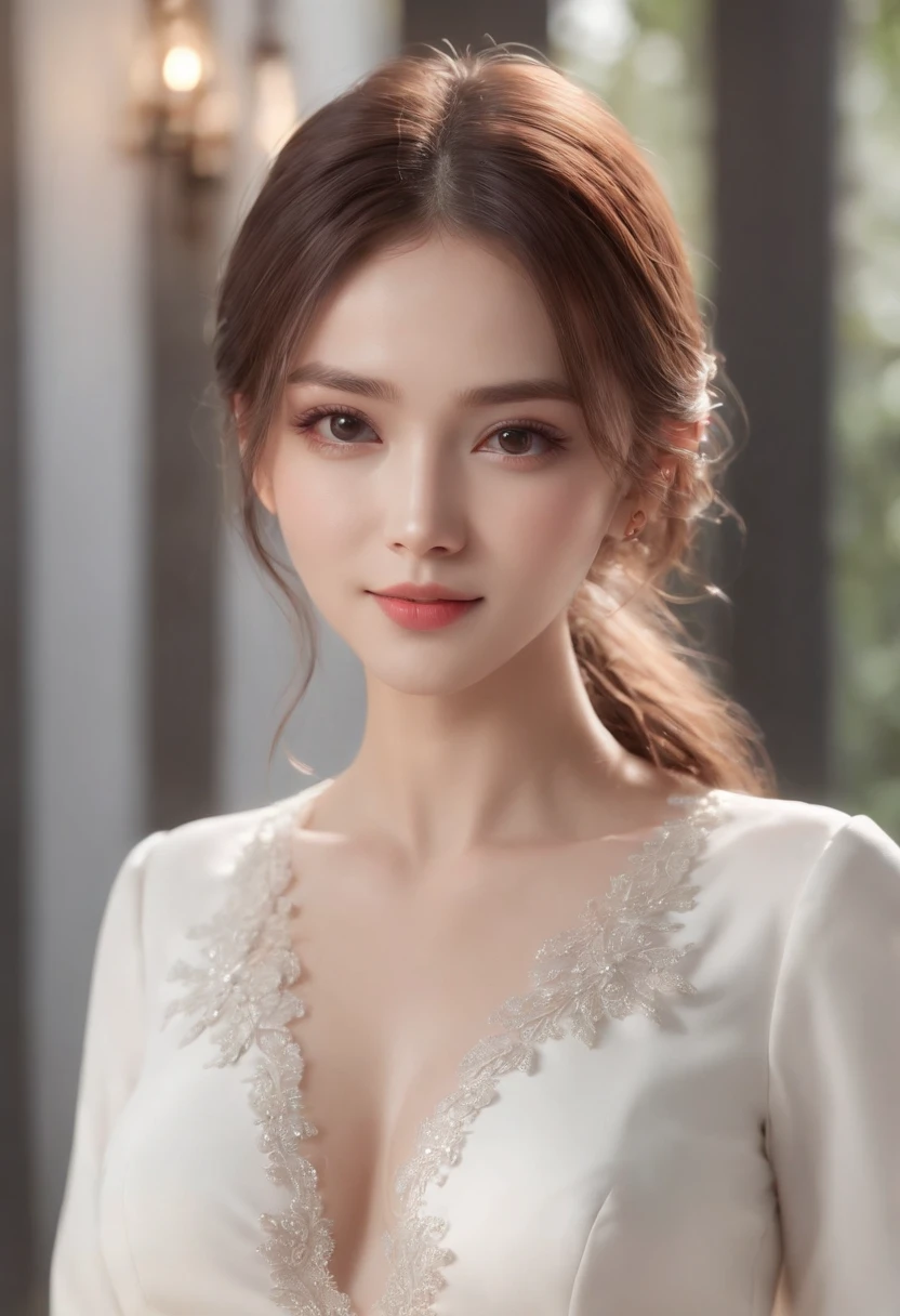 high-definition photograph,macro shot,close up photograph,电影灯光,horizontal angle panoramic angle,Real selfies,46-year-old female model standing elegantly in front of the conference table:1.2,Professional female image,Wearing a sexy white T-shirt with a colorful floral pattern:1.2,Two large rectangular gold earrings, Full body close-up in white short skirt:1.2,Seductive eyes,face flushed,The face is a little red,A shy look,Close-up photo of the bust:1.2,A plump chest,sexy boobs:1.1,Stand by the bed,Elegant white legs,Elegant and seductive posture:1.3Standing at the conference table,delicate skin,gentlesoftlighting,HD picture,extremly high detail,High-class charm,Fuji Film,ultra-realistic realism,8K high-definition,Super stunning。