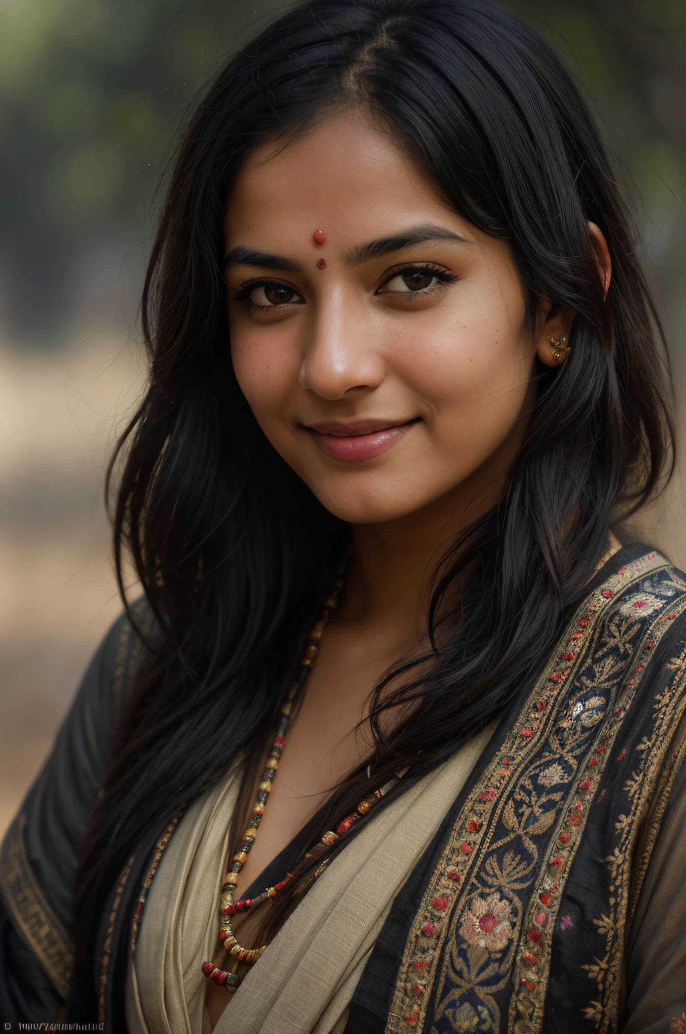 mild smile, super cute beautiful face Hindu lady in fort.", black eyes, soft impressionist brush strokes, sharp sun lighting, soft skin, canvas texture, colors, portrait painting, intricate detail, detailed black eyes, realistic, by Jean-Baptiste Monge: Artgerm: Greg Rutkowski: Richard Schmid:, action pose:, sharp dslr Nikon image