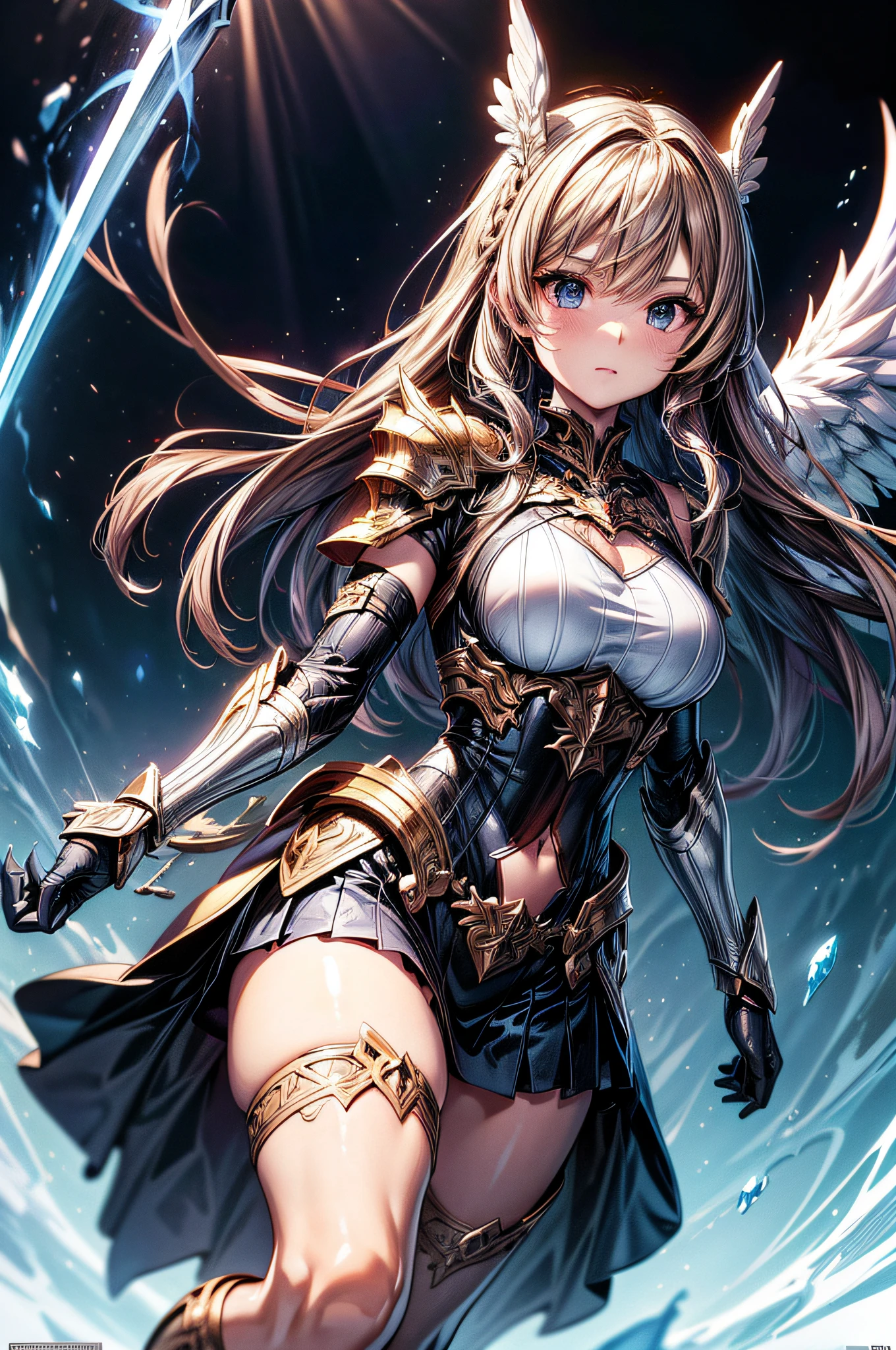 Beautiful girl flying、Camel Toe、Giant tit、Nipple Puffs、Cleavage、Plump、Super big breasts、Super big butt、Ultra-high height、shooting、Sniper、Wing、super large rifle、stratosphere、Aerial、Targeting ground facilities、Sky、Holding a rifle with both hands、Aiming from the sky、Hold the gun straight down