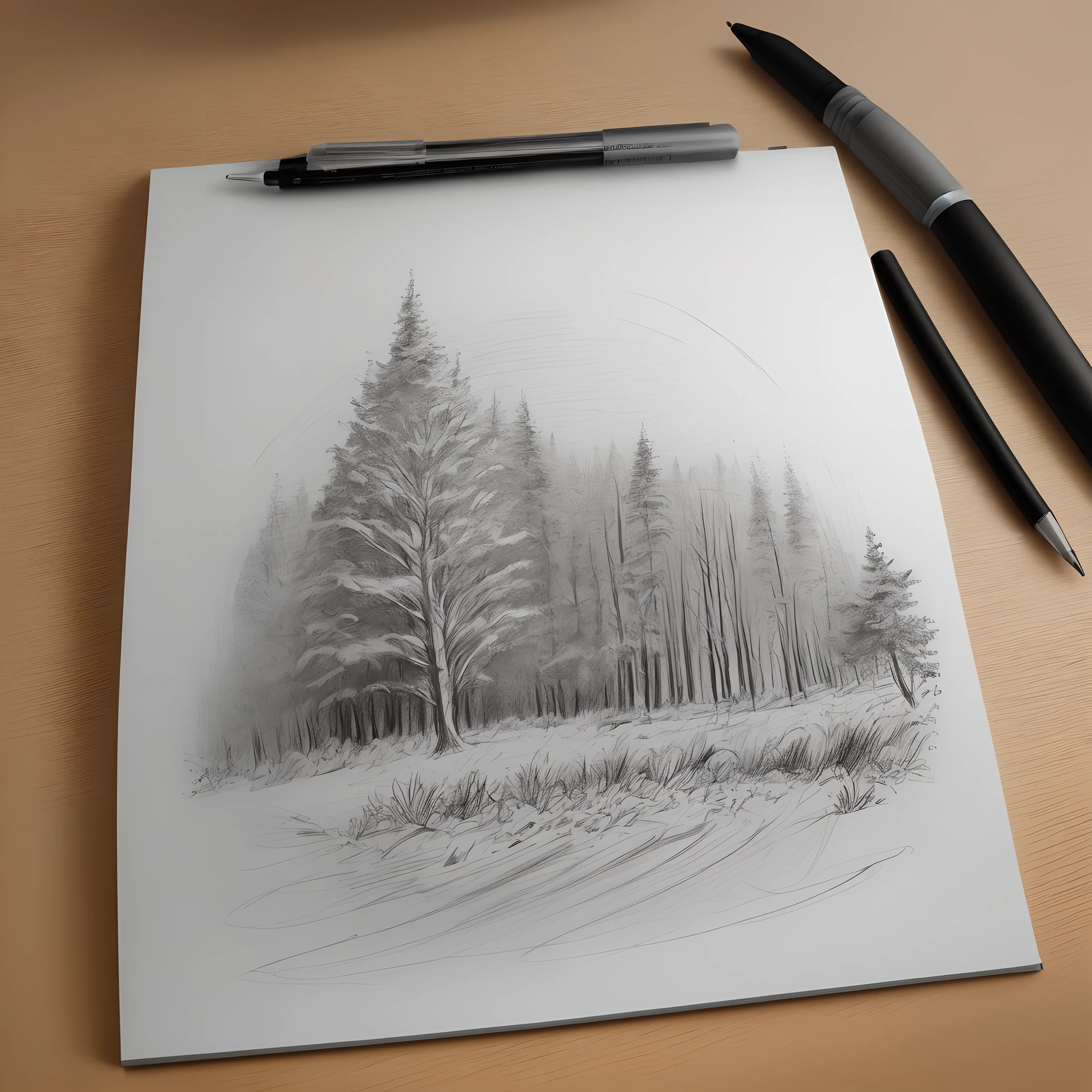 Black and white writing pad sketch