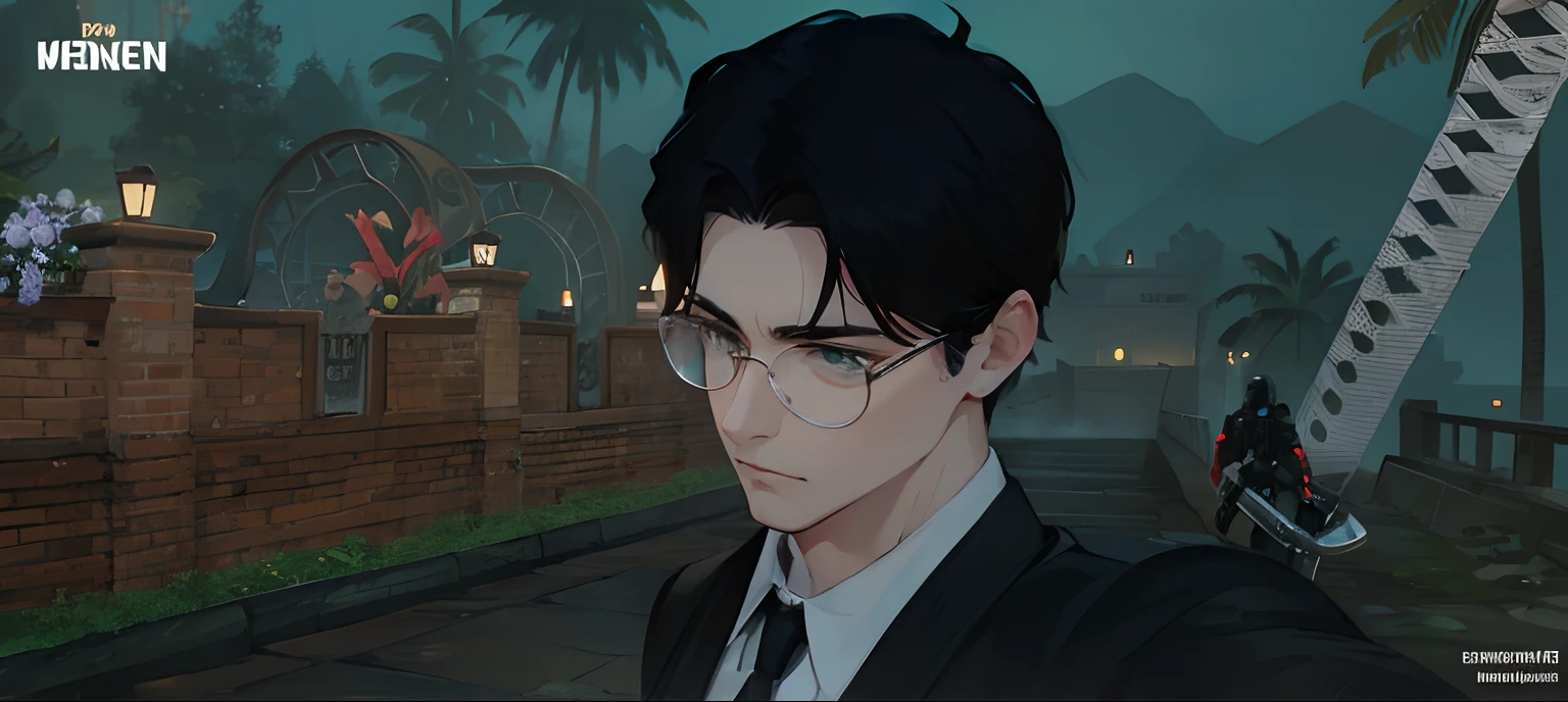 A man with glasses and cool black spy suit