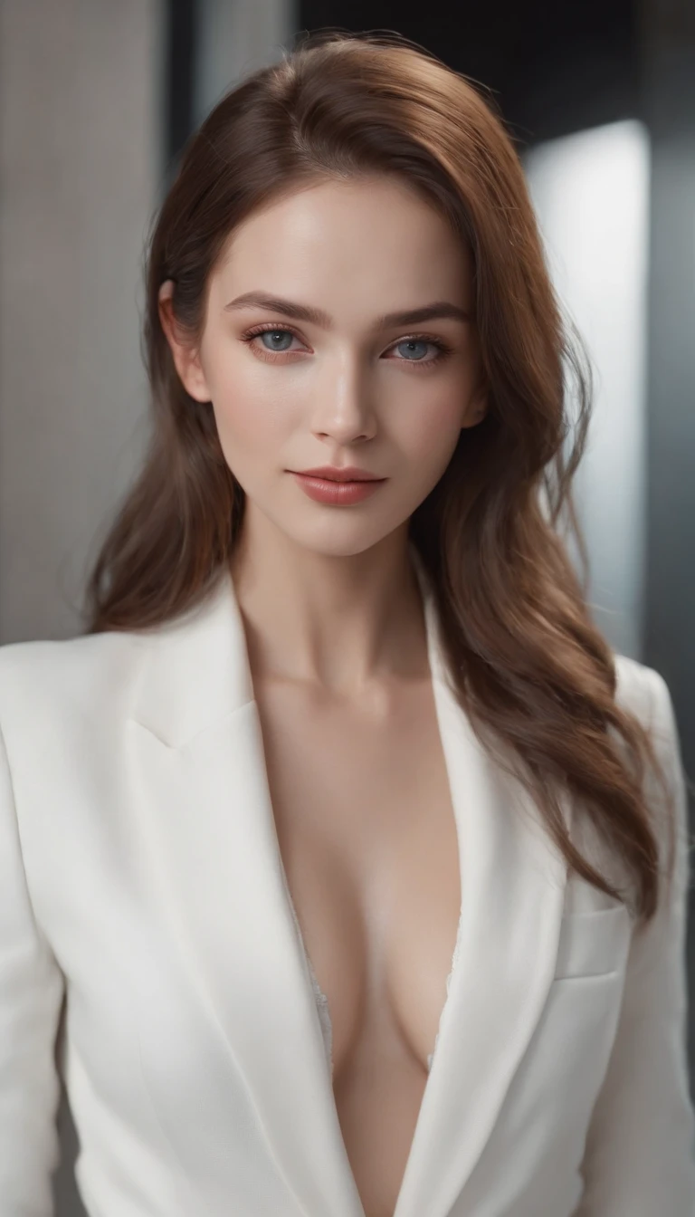 Cassady McClinsey , Middle Bob Hair、Light brown, Eyes pulled, Dressed in a white suit and discreet tailoring trousers、Arm Crossing Pose, brown haired, Photorealism, photography, masterpiece, realist, 真实感, reuthentic, highly contrast, Photorealistic Art Station 8k HD, digitalart, High-definition trends and details, realistic skin textures, ultra-detailliert, realistic skin textures, s Armor, best qualtiy, Ultra-high fine quality, (Photorealism: 1.4),, hight resolution, detail, Raw foto, sharp, by Lee Jefferies Nikon D850 Film Stock Photo |: 4 KODAK Portra 400 F1 Camera.6 lenses Rich Color Ultra Realistic Textures Realistic Dramatic Lighting Unreal Trending Engine at Art Station Cinestir 800,, on a stage, all smiling blue eyes, Model body type、small tits、very small breasts
