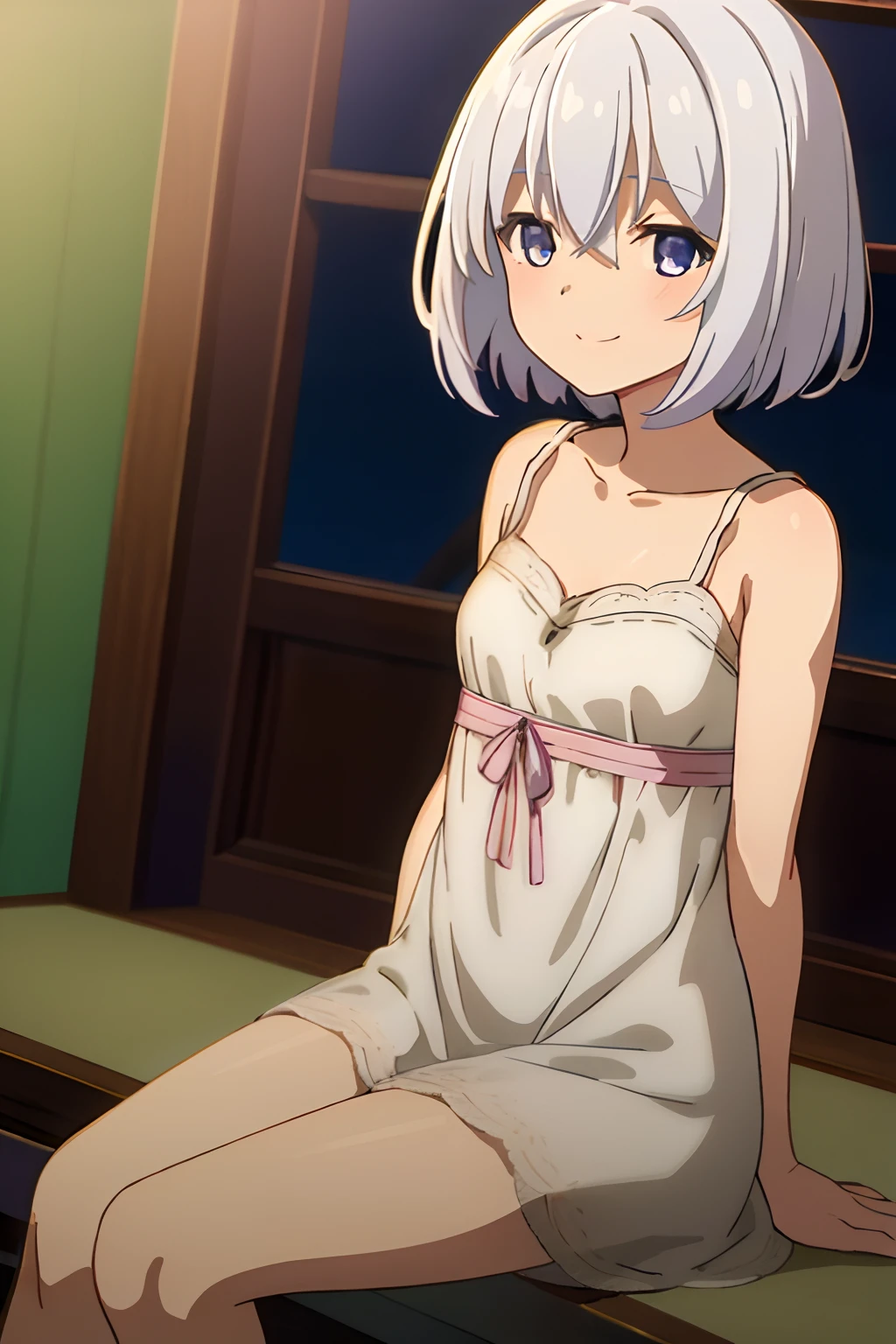 (A superb exquisite yuki nagato), (yuki nagato:1.5), brown eyes, brown hair, natural straight hair, solo, nature, extremely delicate, straight facial features, peerless beautiful girl, soft, (sensual face), ((ecchi face)), dreamy quality, exaggerated facial features, solid color, frank holly, delicate face, bright lips, slender waist, soft curves, real light and shadow, super fine, 4k, natural moving, Ultra high resolution, (masterpiece:1.2, best quality), (finely detailed beautiful eyes: 1.2), (beautiful detailed face), sexy nude model, sexy pose, (medium chest), (Perfect Body Proportions), (bedroom), Mekosuji, Spread your legs a little and show off your crotch, bra & panties,