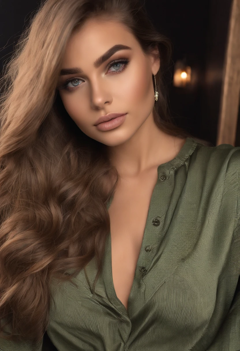 Arafed woman completely , fille sexy aux yeux bruns, ultra realist, Meticulously detailed, Portrait Sophie Mudd, cheveux bruns et grands yeux, selfie of a young woman, Yeux de chambre, Violet Myers, sans maquillage, maquillage naturel, looking straight at camera, Visage avec Artgram, Maquillage subtil, in the club, dans la chambre, Medium to large bust