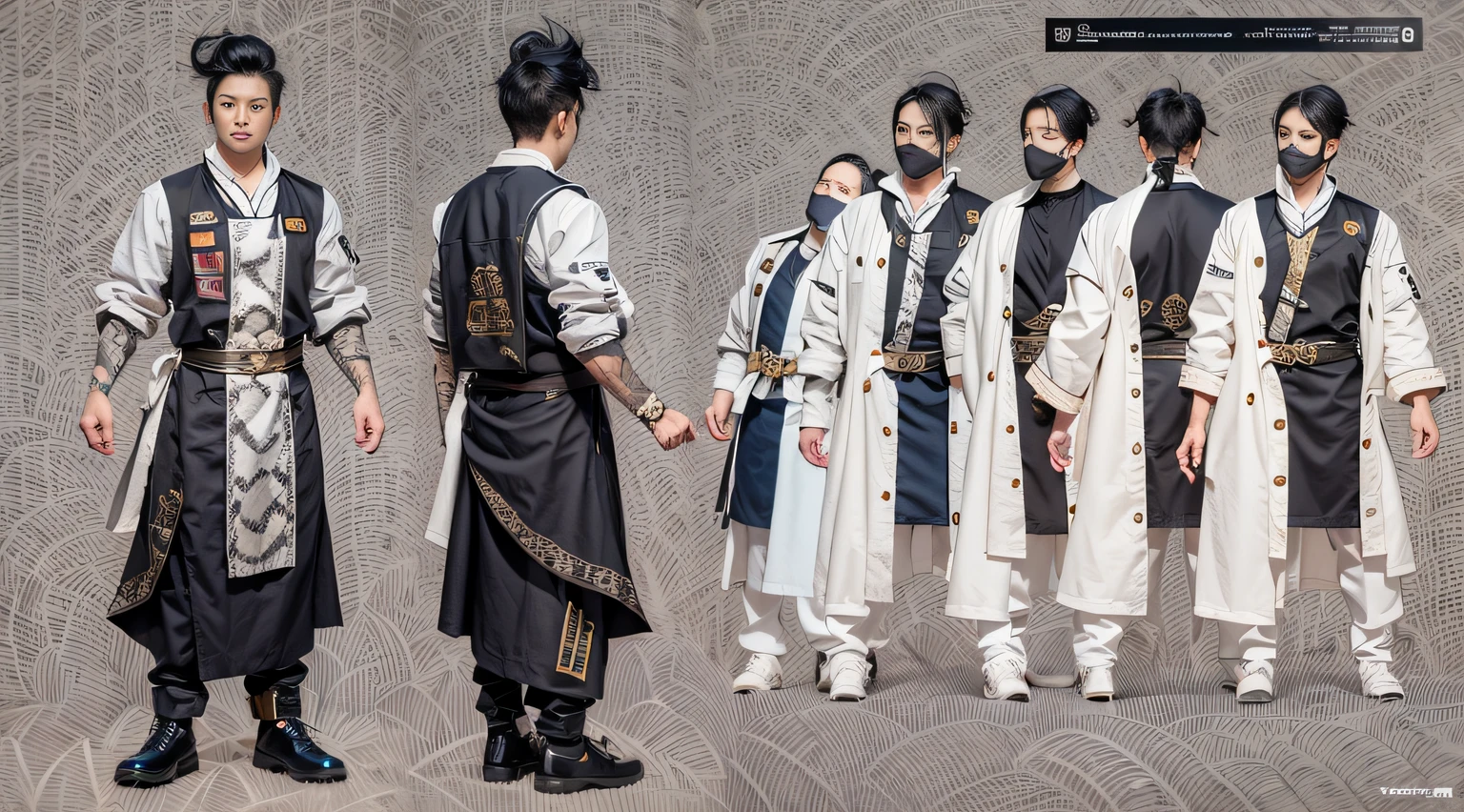 Full body male chef 32K(tmasterpiece,k hd,hyper HD,32K)Long flowing black hair,Camping ruins area,zydink, a color, patriot (废墟), (Linen batik scarf), Angry fighting stance, looking at the ground, Linen bandana, Chinese python pattern long-sleeved garment, (Abstract gouache splash:1.2), Dark clouds lightning background,Flour flies(realisticlying:1.4),Black color hair,Flour fluttering,Background fog, A high resolution, the detail, RAW photogr, Sharp Re, Nikon D850 Film Stock Photo by Jefferies Lee 4 Kodak Portra 400 Camera F1.6 shots, Rich colors, ultra-realistic vivid textures, Dramatic lighting, Unreal Engine Art Station Trend, cinestir 800,Flowing black hair,(((Male chef))),irate,