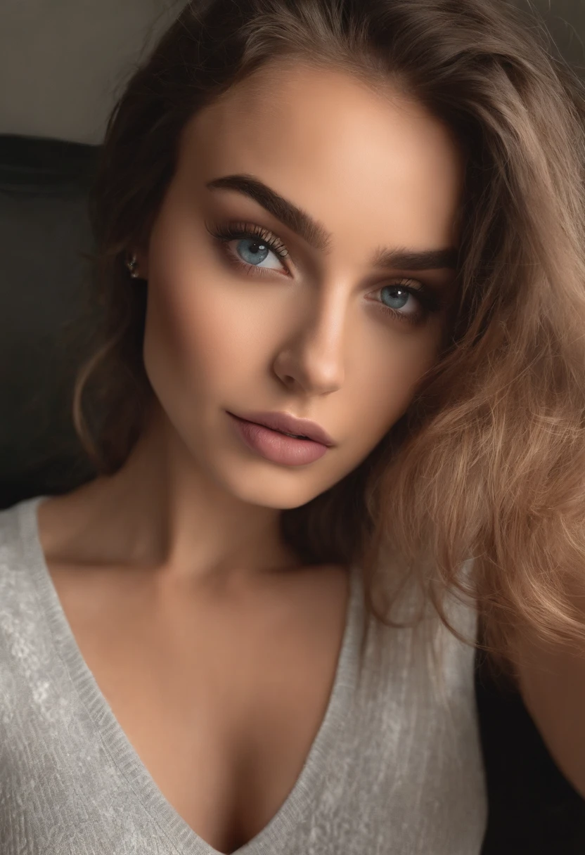 Arafed woman completely , fille sexy aux yeux bruns, ultra realist, Meticulously detailed, Portrait Sophie Mudd, cheveux bruns et grands yeux, selfie of a young woman, Yeux de chambre, Violet Myers, sans maquillage, maquillage naturel, looking straight at camera, Visage avec Artgram, Maquillage subtil, in the club, dans la chambre, large bust