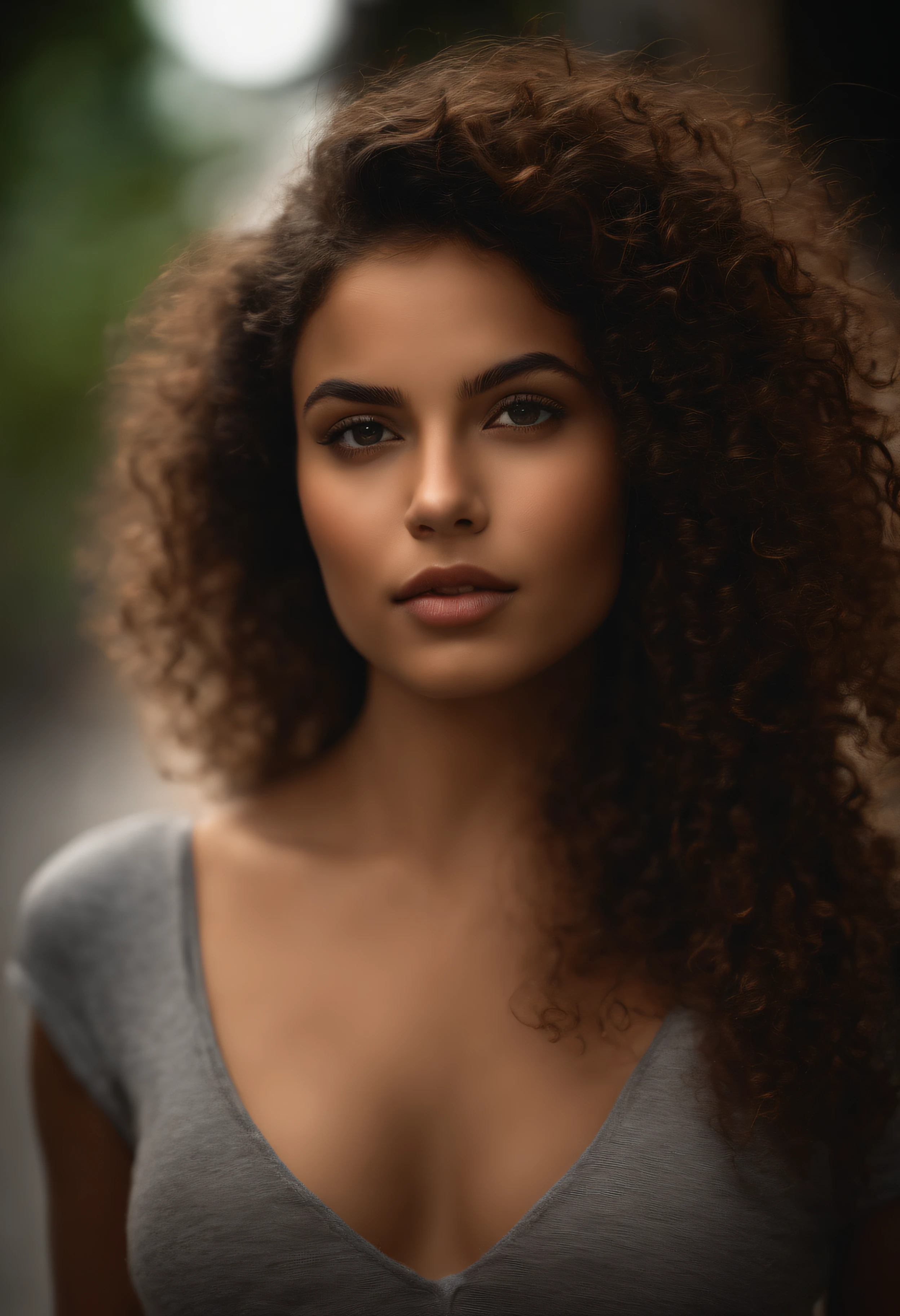 (mise au point nette:1.2), photographie, Pretty young Brazilian woman, (beau visage:1.1), detailled eyes, lush lips, (Maquillage pour les yeux de chat:0.85), (Grands yeux:1.0), (corps tonique:1.2), (curly hair:1.2), (courbure du corps :1.2), Utilisant (casser:1.2) dans un (Rue:1.2). (moody lighting:1.2), profondeur de champ, Bokeh, 4K, Hdr. par (Jacques C. Christensen:1.2|Jeremy Lipking:1.1), hispanic, mixed girl.