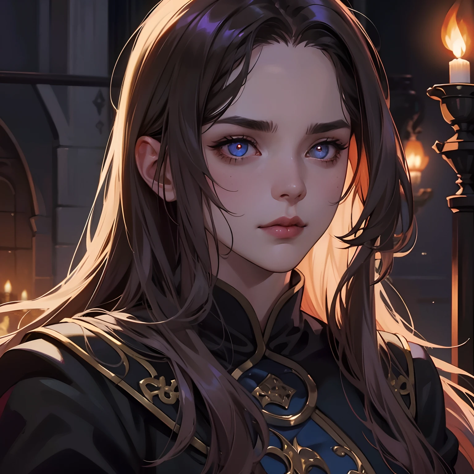 Castlevania Lord of the shadows hyper realistic super detailed dark princess very Beautiful European Princess glowing eyes face portrait