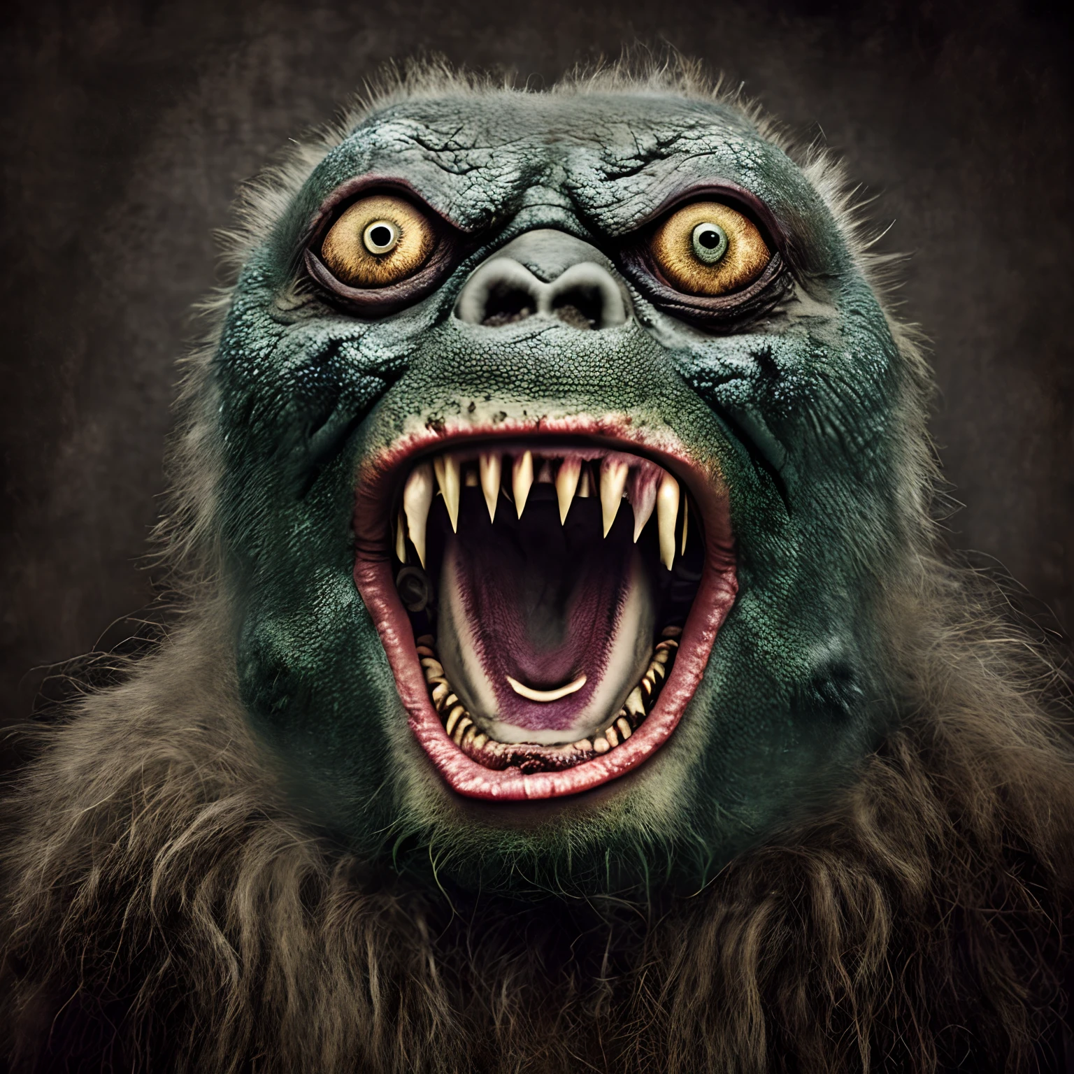 Photographic portrait of a horrible monster