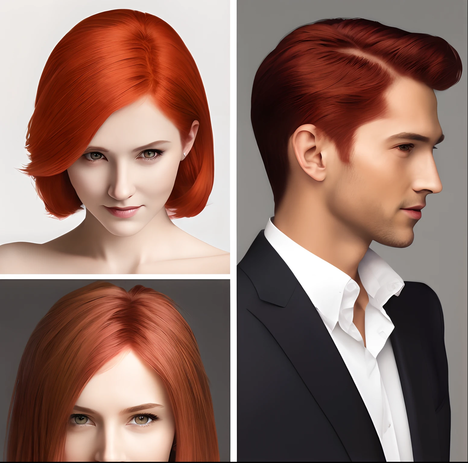 Male and female couples Creation Red Hair Man Brown Hair Woman