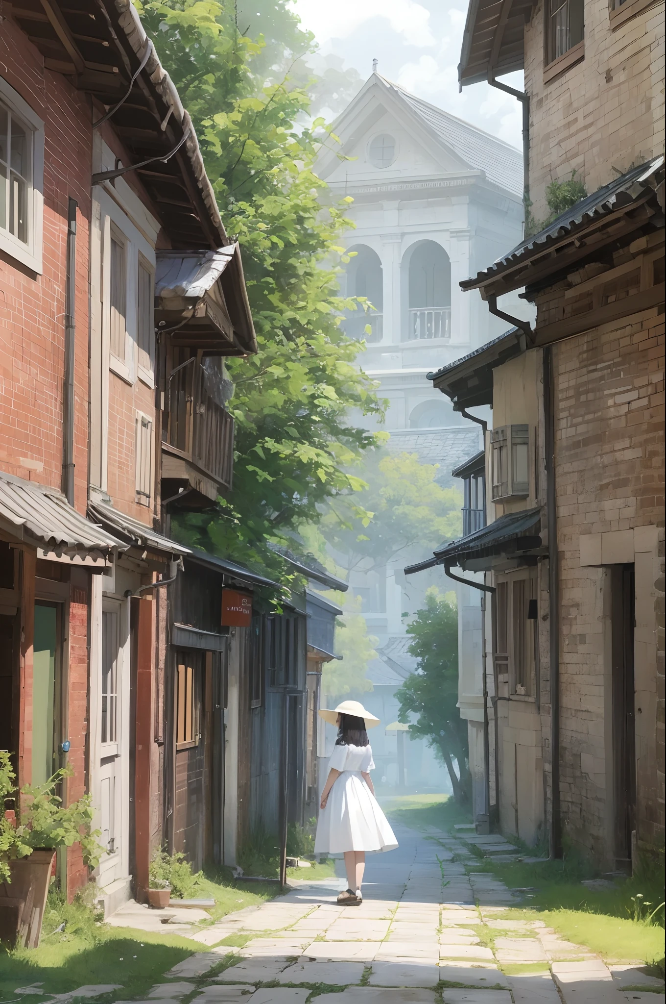 villagers, legends, girl in white size 16:9 --auto --s2