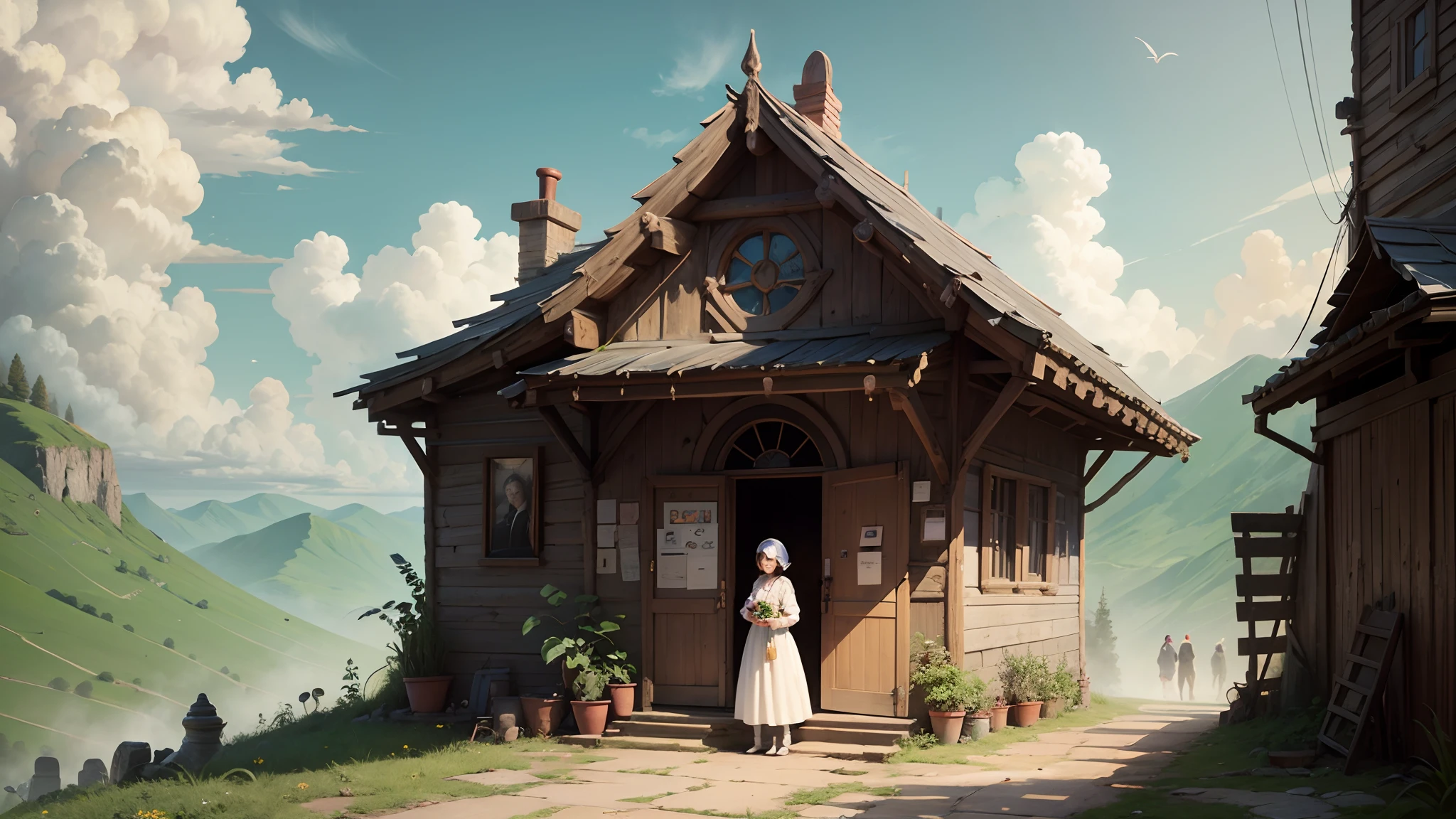 villagers, legends, girl in white style --auto --s2