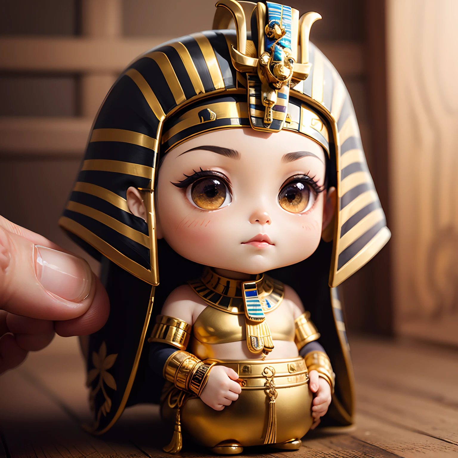 ​masterpiece、top-quality、ultra-detailliert、(Chibi Tutankhamun:1.2)、独奏、gold、make - up