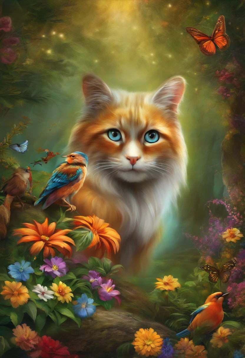 Original colorful promt for 3D painting with animals