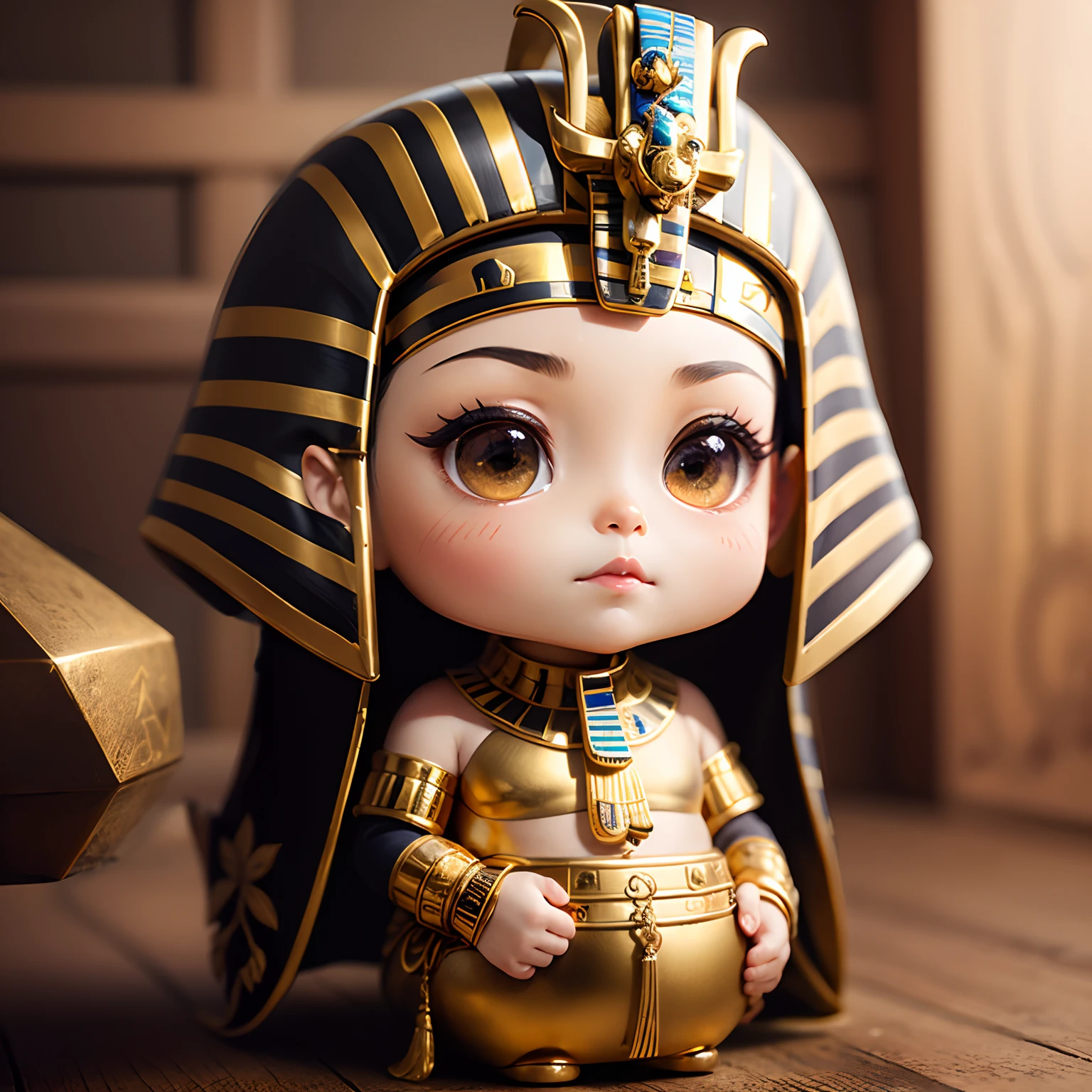 masterpiece、top-quality、ultra-detailliert、(Chibi Tutankhamun:1.2)、独奏、gold、make - up