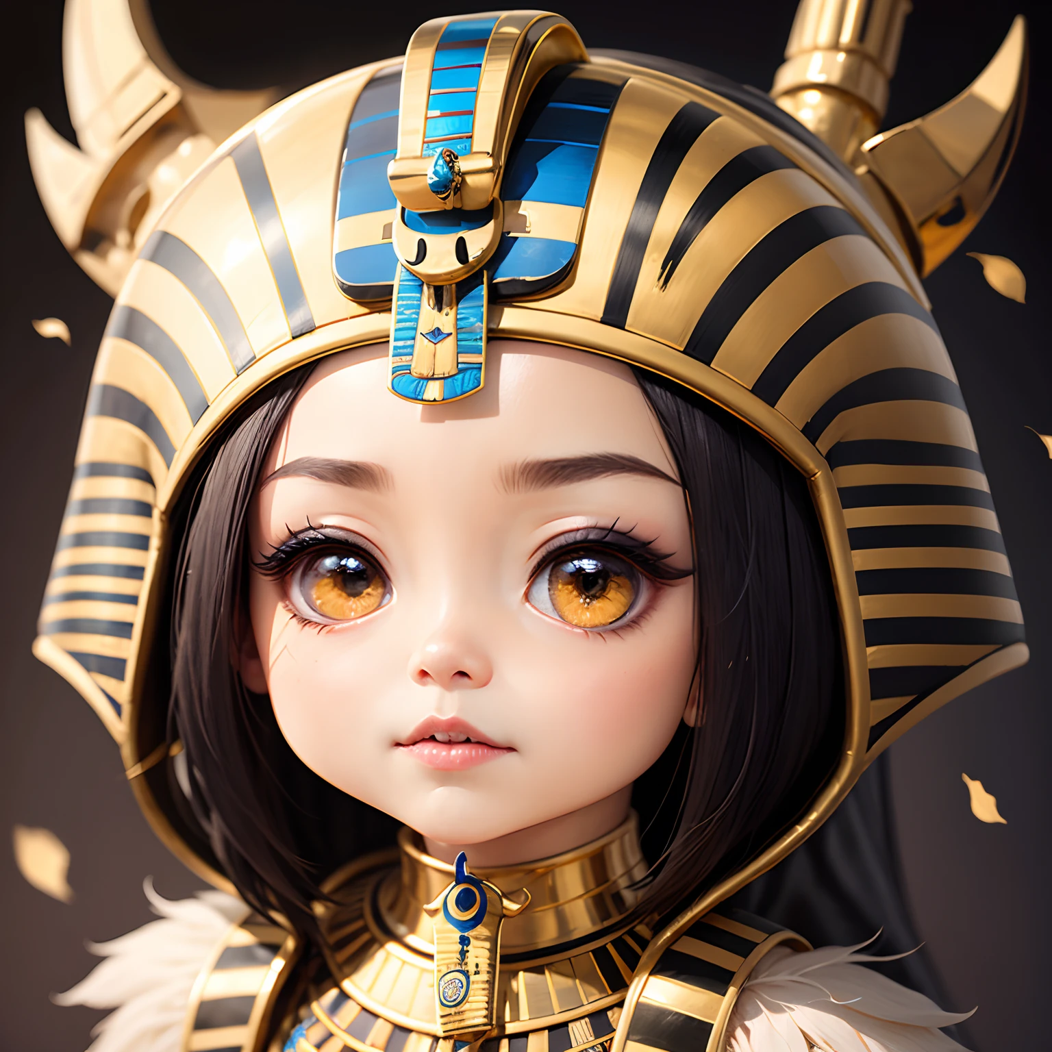 ​masterpiece、top-quality、ultra-detailliert、(Chibi Tutankhamun:1.2)、独奏、gold、Blue Eyeliner