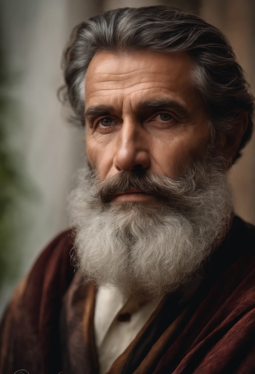 "Portrait of a wise and impressive man, From 40 years, tilt, Bearded、A dark-haired, Serious look and experienced air. Hydes Definition.Michelangelo."