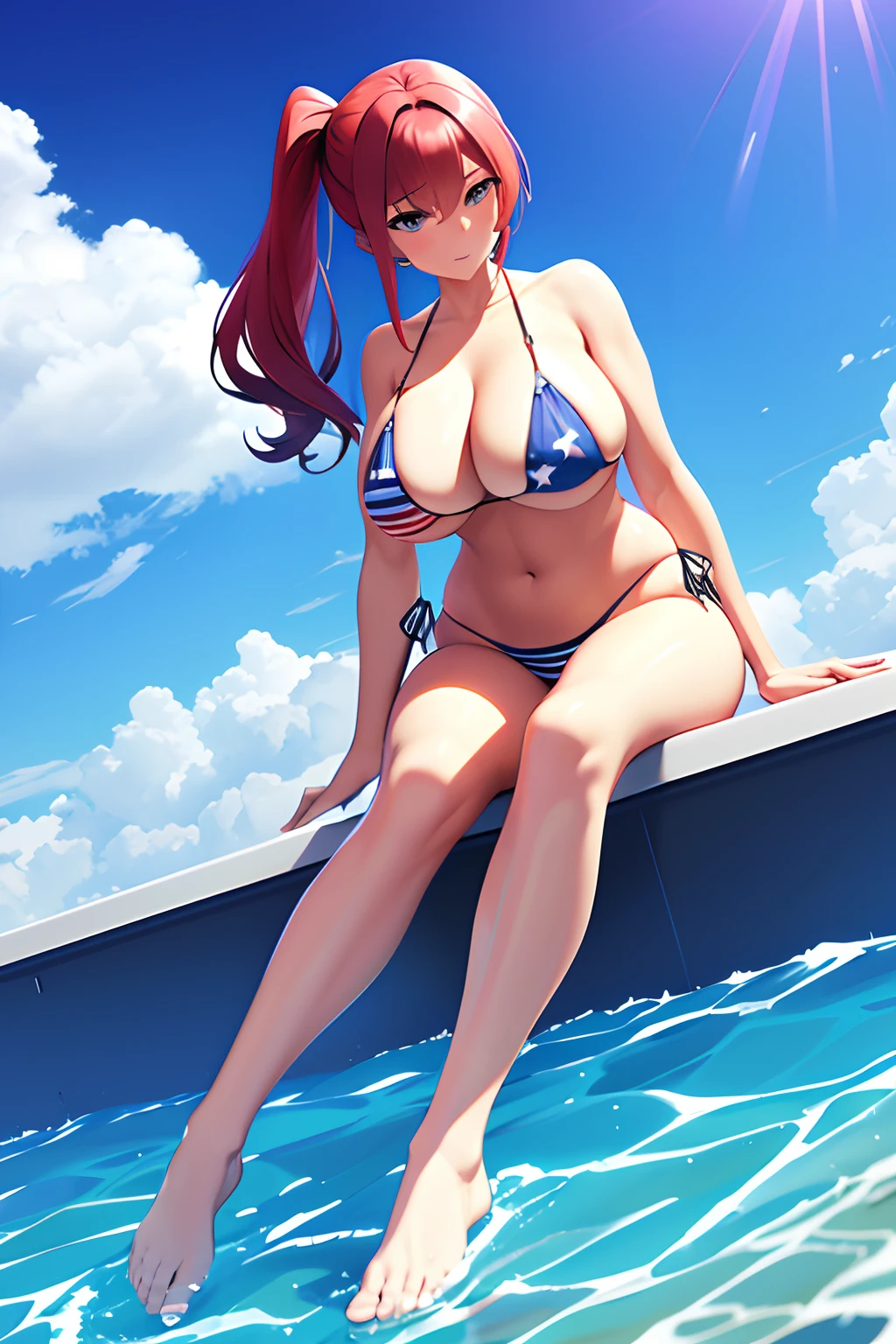 American flag micro bikini　azur lane　ZARA　large full breasts　Muchimuchi　3D Animated M-Shaped Legs