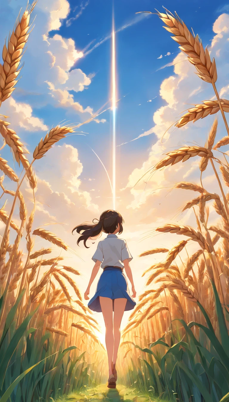 masutepiece, Best Quality, (extremely detailed CG unified 8k wallpaper) (Best Quality), (Best Illustration), (best shade) Natural harvest wheat, super detailed, Harvester, white clouds, Blue sky, No humans --v6