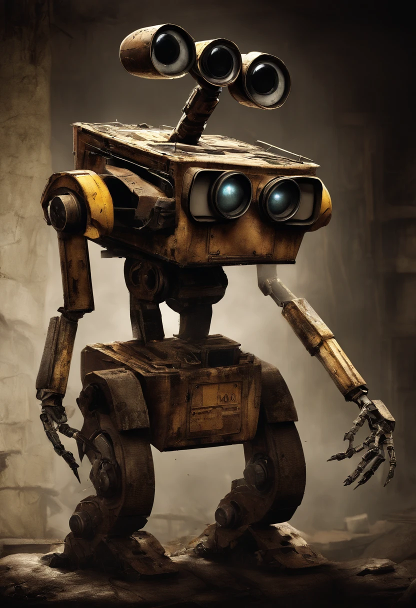 In the color palette "WALL-E". The main brown color of Springtrap gives way to rust and yellow color WALL-E, Creating a sense of old, but a friendly robot.
 The head and arms of the costume are decorated with details from "WALL-E". WALL-E eyes replace standard Springtrap eyes, adding expressiveness. The head and arms are also taken from the WALL-E design, which makes the look of the endosuit more friendly.