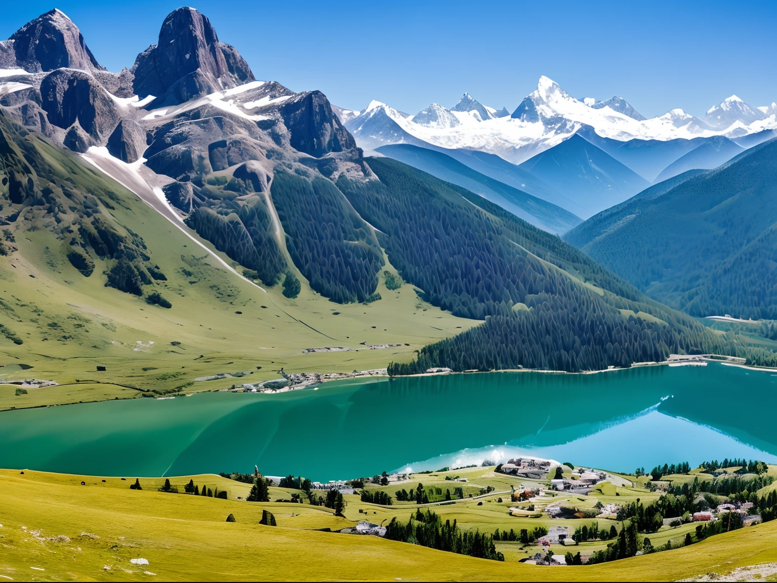 (best quality,4k,8k,highres,masterpiece:1.2),ultra-detailed,realistic,mountains,beautiful landscapes,natural beauty,serene environment,stunning peaks,lush greenery,rolling hills,clear blue skies,panoramic views,crisp air,fresh mountain breeze,scenic trails,hiking adventures,peaceful solitude,remote wilderness,majestic beauty,grandeur of nature,awe-inspiring vistas,tranquil lakes,pristine snow-capped mountains,harmony with nature,adventurous spirit,exploring unknown paths,mountain wildlife,wildflower meadows,gentle waterfalls,unique rock formations,sunrise and sunset over the mountains,endless horizon,immense scale,serenity in nature,vivid colors of nature,ever-changing light and shadows,mountain climbers conquering new heights,spiritual retreats in the mountains. --auto