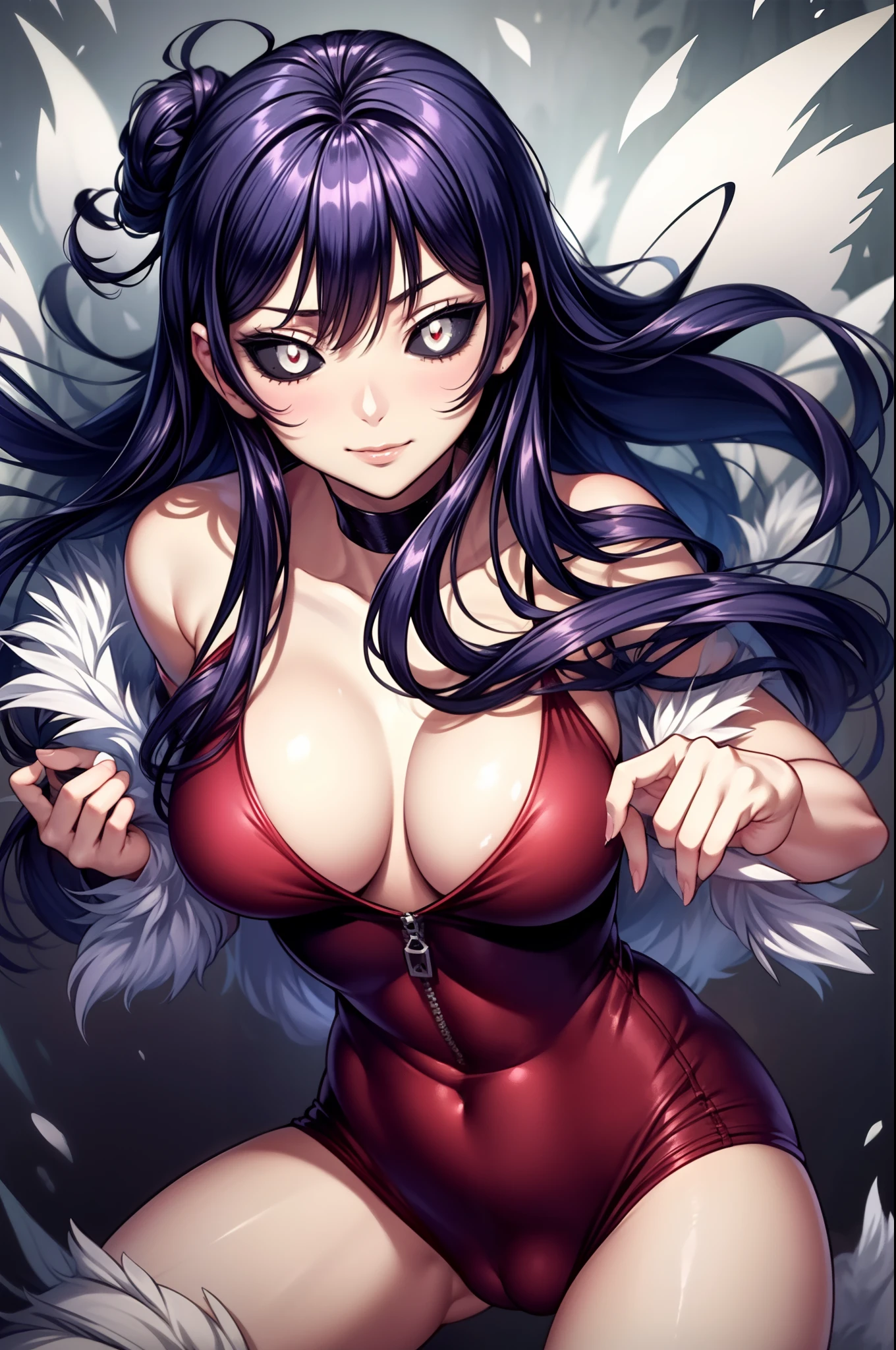 masterpiece, medium boobs, high quality, 8k, best quality,(masterpiece, best quality, ultra-detailed), 1girl, KureKarura, grey sclera, white Pupils, looking at viewer,
