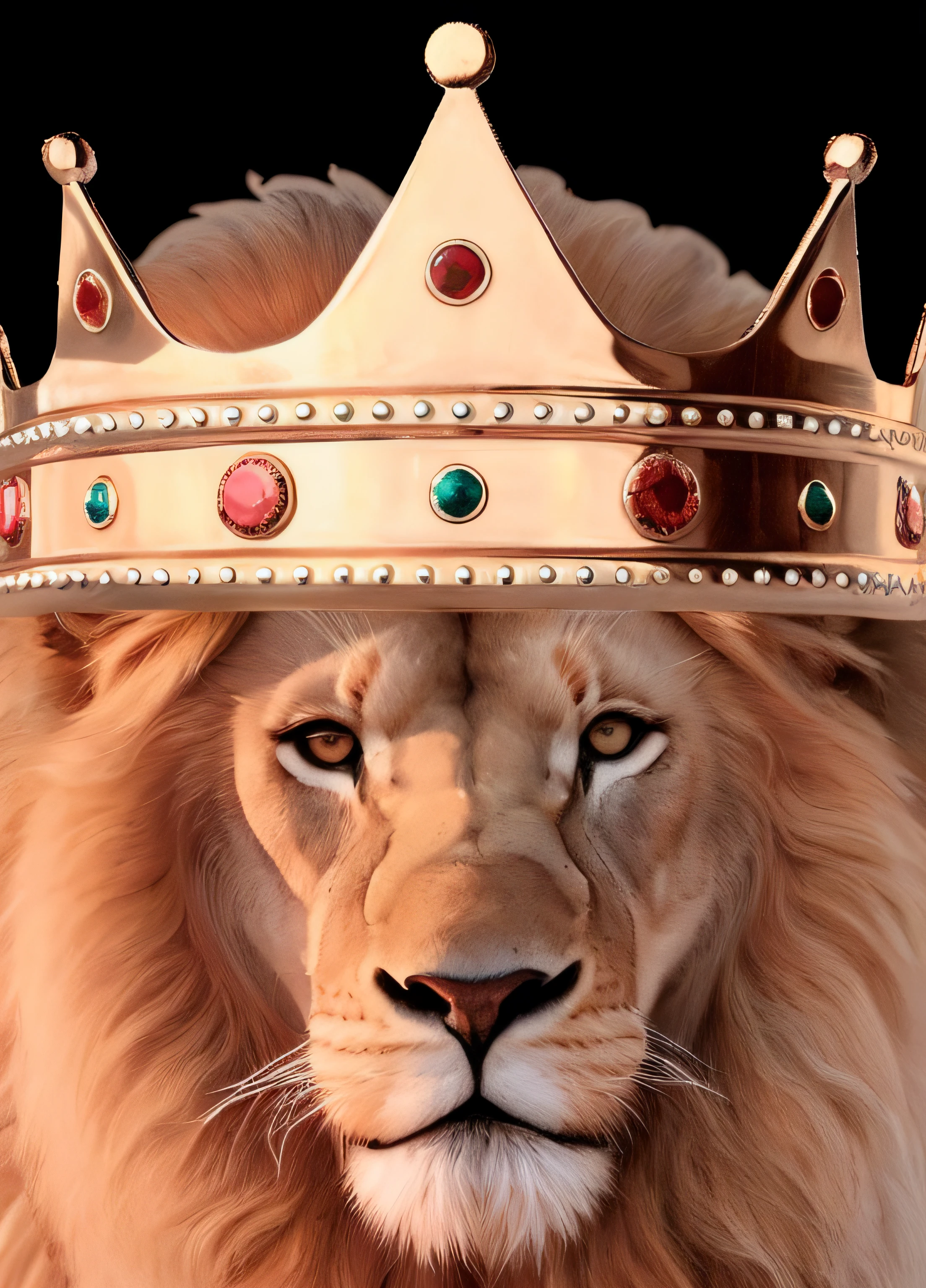 Lion Arafed wearing a crown with jewels on his head, lion with crown, Rei da selva, Rei dos Reis, usando uma coroa, crown on her head, muitas coroas!! upon his head, Retrato de um Rei, com uma coroa, usando coroa de reis, em uma coroa, usando uma coroa e terno, king richard the lionheart, Coroado