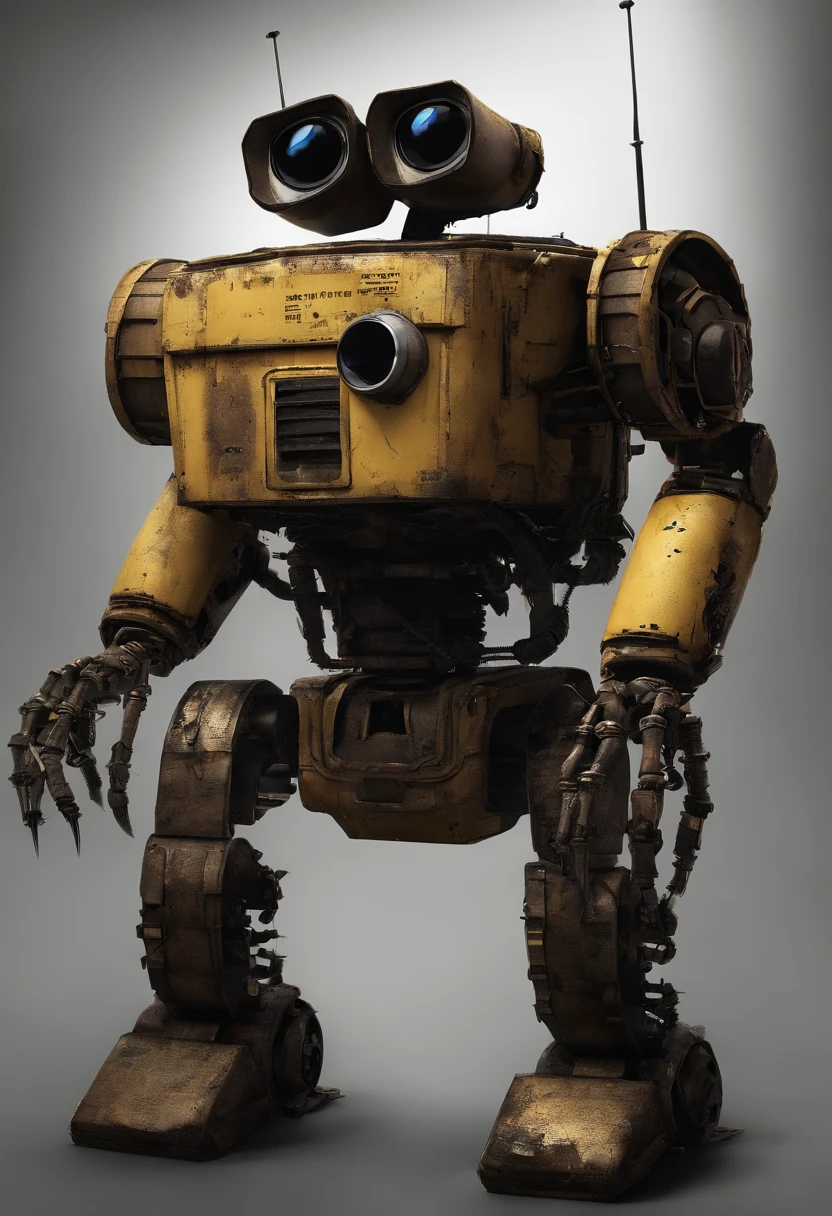 The base is taken from Springtrap from "Five Nights at Freddy's 3". This is an endosuit, which looks quite old and worn out, with visible wires and mechanisms.
Costume increased to 2,5 meters, making it imposing and exciting. It also increases the physical strength of the suit.
In the color palette "WALL-E". The main brown color of Springtrap gives way to rust and yellow color WALL-E, Creating a sense of old, but a friendly robot.
The head and arms of the costume are decorated with details from "WALL-E". WALL-E eyes replace standard Springtrap eyes, adding expressiveness. The head and arms are also taken from the WALL-E design, which makes the look of the endosuit more friendly.
The main functionality of the endosuit is preserved from Springtrap, but some innovations are added from "WALL-E", including compact tools, Built-in hands, and advanced eye-to-eye imaging systems.