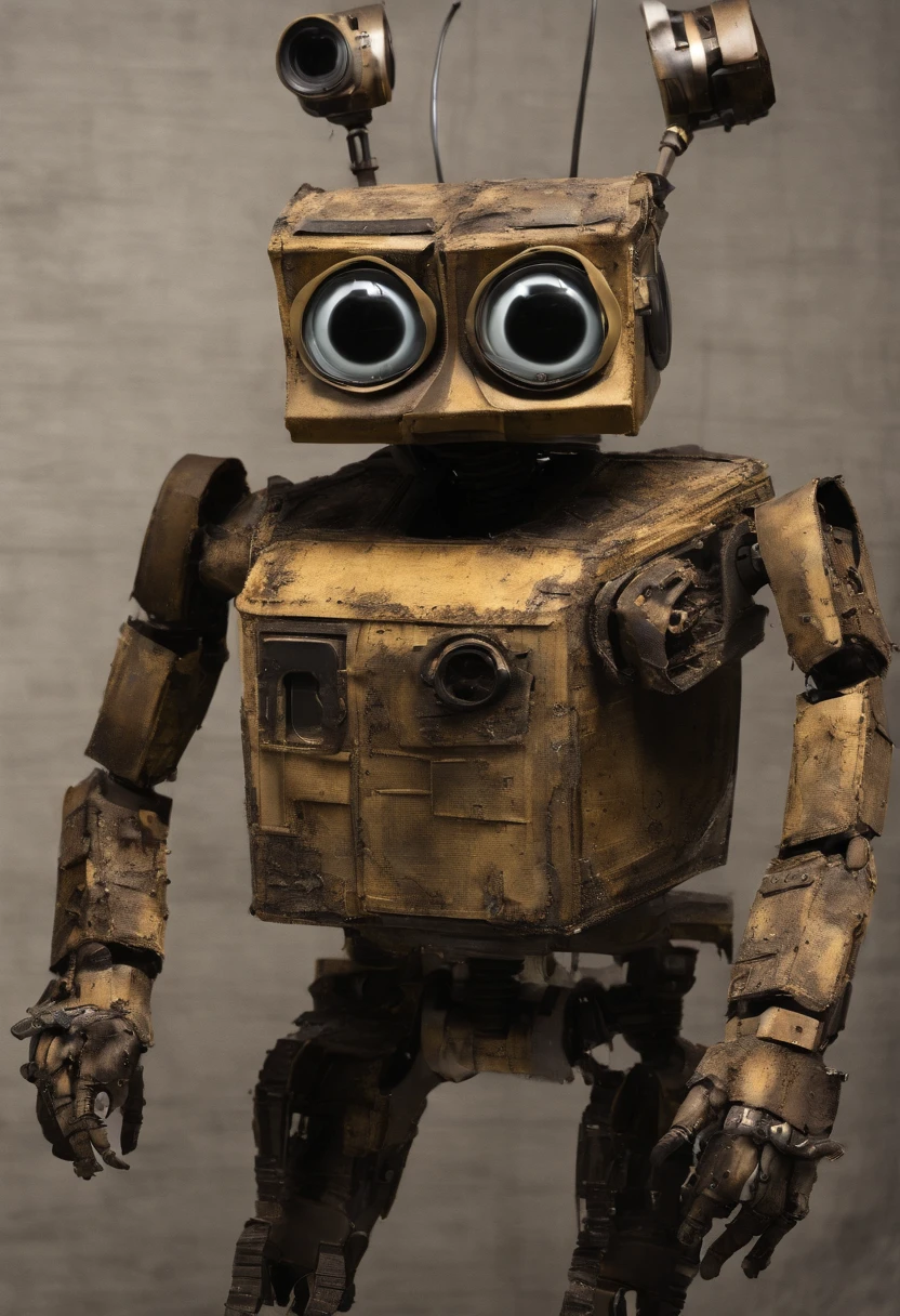 The base is taken from Springtrap from "Five Nights at Freddy's 3". This is an endosuit, which looks quite old and worn out, with visible wires and mechanisms.

Costume increased to 2,5 meters, making it imposing and exciting. It also increases the physical strength of the suit.

In the color palette "WALL-E". The main brown color of Springtrap gives way to rust and yellow color WALL-E, Creating a sense of old, but a friendly robot.

The head and arms of the costume are decorated with details from "WALL-E". WALL-E eyes replace standard Springtrap eyes, adding expressiveness. The head and arms are also taken from the WALL-E design, which makes the look of the endosuit more friendly.

The main functionality of the endosuit is preserved from Springtrap, but some innovations are added from "WALL-E", including compact tools, Built-in hands, and advanced eye-to-eye imaging systems.