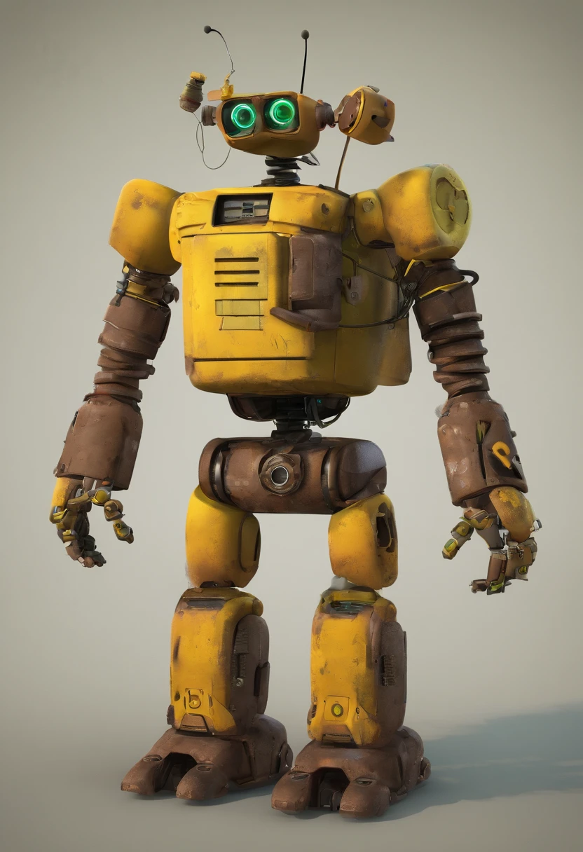 The base is taken from Springtrap from "Five Nights at Freddy's 3". This is an endosuit, which looks quite old and worn out, with visible wires and mechanisms.
Costume increased to 2,5 meters, which makes it imposing and exciting. It also increases the physical strength of the suit.
In the color palette "Wall-ee". The main brown color of Springtrap is replaced by rust and yellow color WALL-E, Creating a sense of antiquity, But a friendly robot.
The head and arms of the costume are decorated with details from "Wall-ee". Wall-ey's eyes replace Springtrap's standard eyes, Adding expressiveness. The head and arms are also taken from the WALL-E design, which makes the appearance of the endosuit more friendly.
The main functionality of the endosuit is preserved from Springtrap, But some innovations are added from "Wall-ee", including compact tools, Built-in arrows, and advanced eye-to-eye imaging systems.