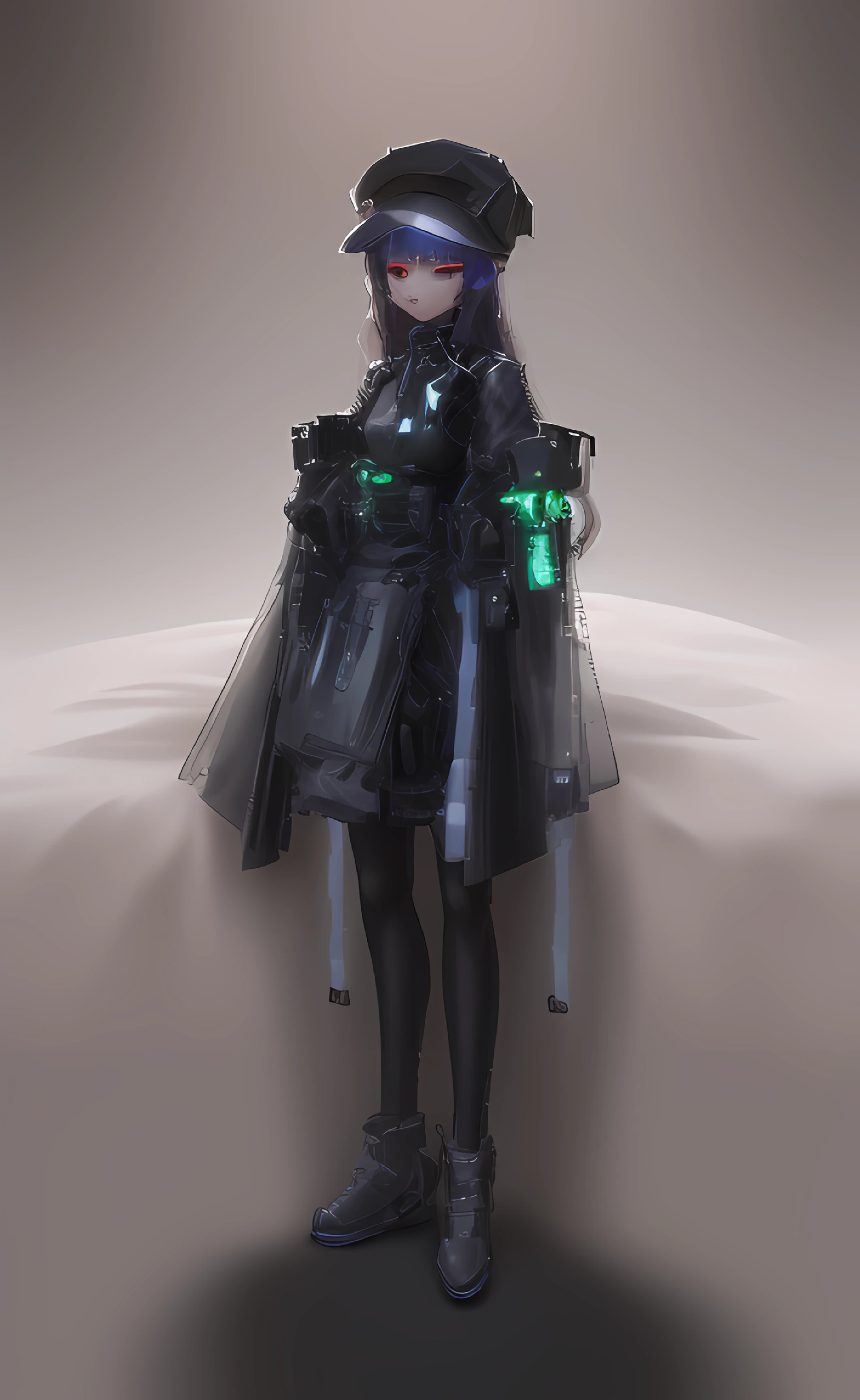 girl with、sunlights、sunlights、Animated、(the perfect body:1.1)(Long, wavy hair:1.2)、FULL BODYSHOT、High contrast、Military、cyberpunked、Long maid clothes、With a gun、(extremely delicate and beautiful)、(​masterpiece)、(top-quality:1.0)、(超A high resolution:1.0)、beautifuldetails、realistic shadow、[hight resolution]、Detailed skin、ultra-detailliert