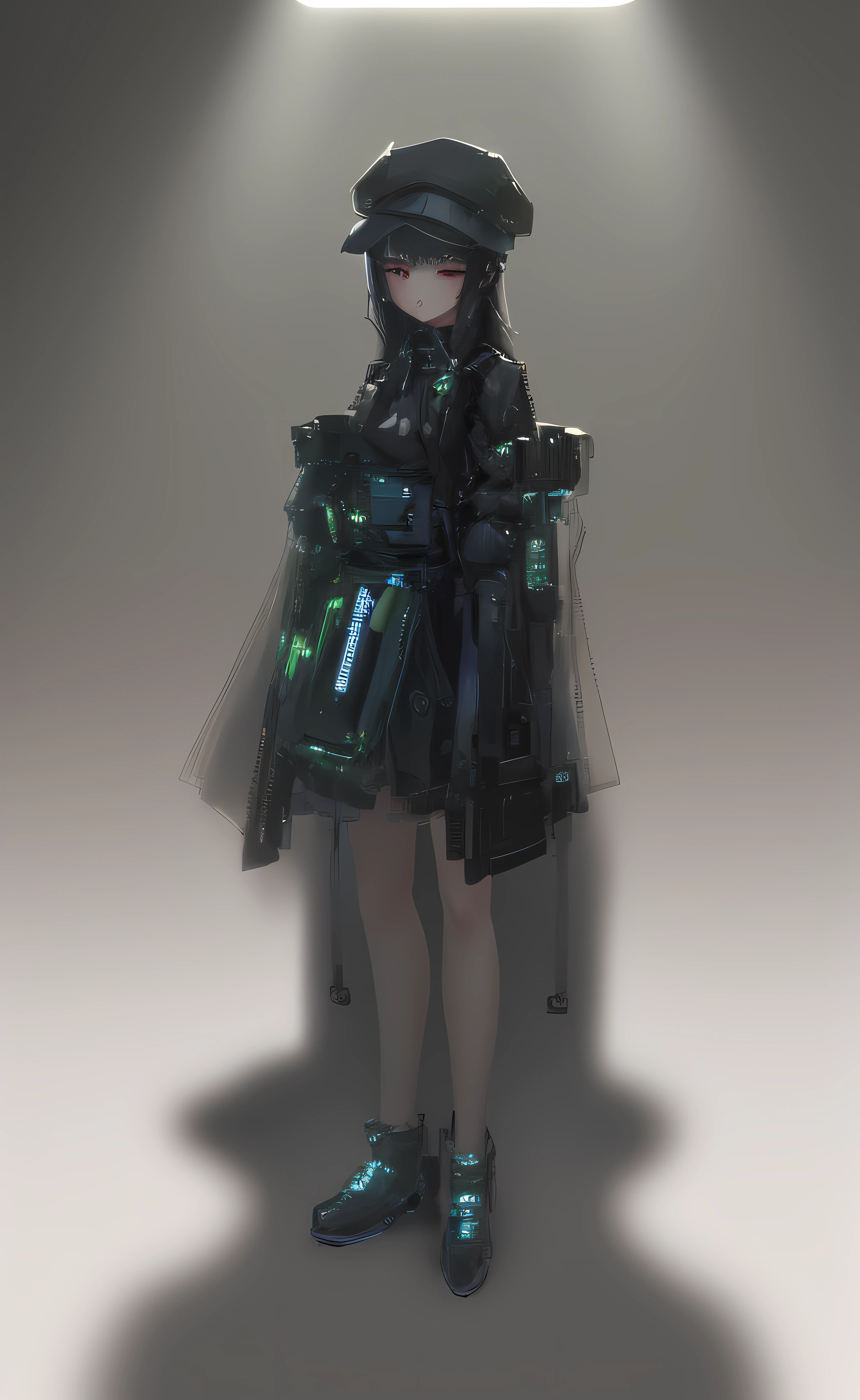 girl with、sunlights、sunlights、Animated、(the perfect body:1.1)(Long, wavy hair:1.2)、FULL BODYSHOT、High contrast、Military、cyberpunked、Long maid clothes、With a gun、(extremely delicate and beautiful)、(​masterpiece)、(top-quality:1.0)、(超A high resolution:1.0)、beautifuldetails、realistic shadow、[hight resolution]、Detailed skin、ultra-detailliert
