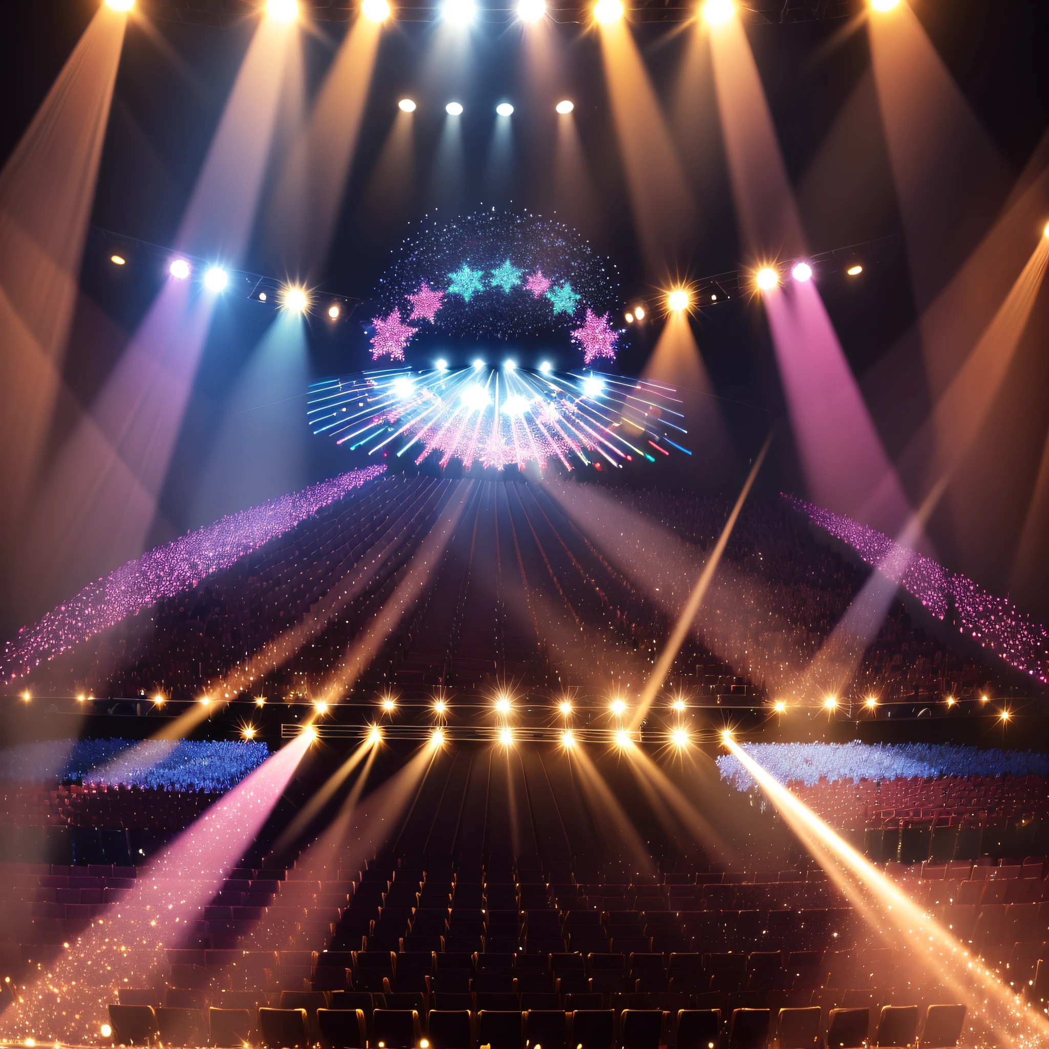 Fundo de um palco, with several Sparkles around and stage lights on top