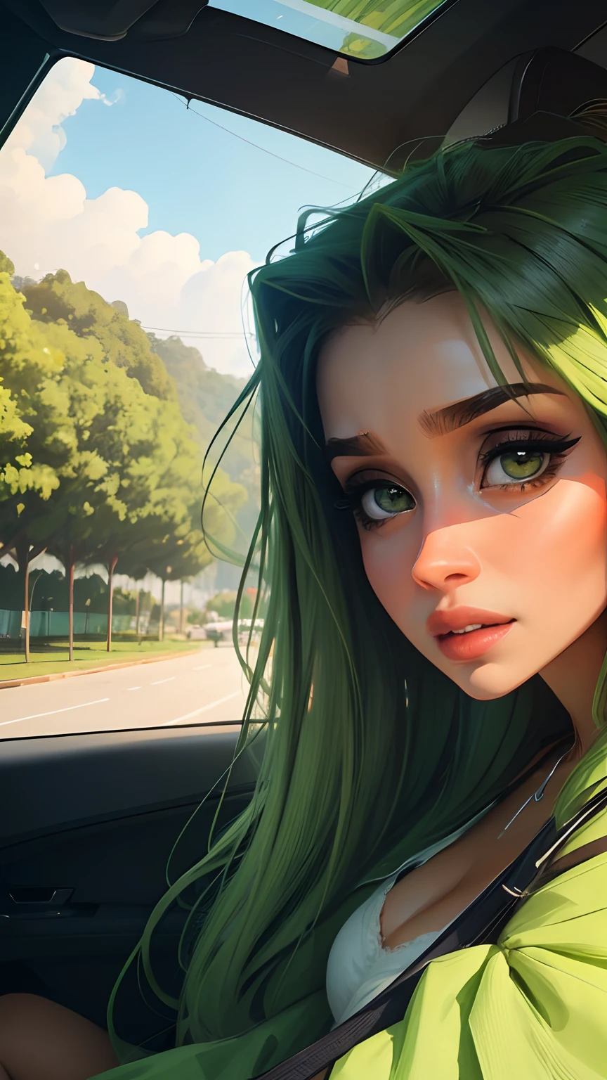 mulher loira com os fios ondulados e olhos verdes --auto