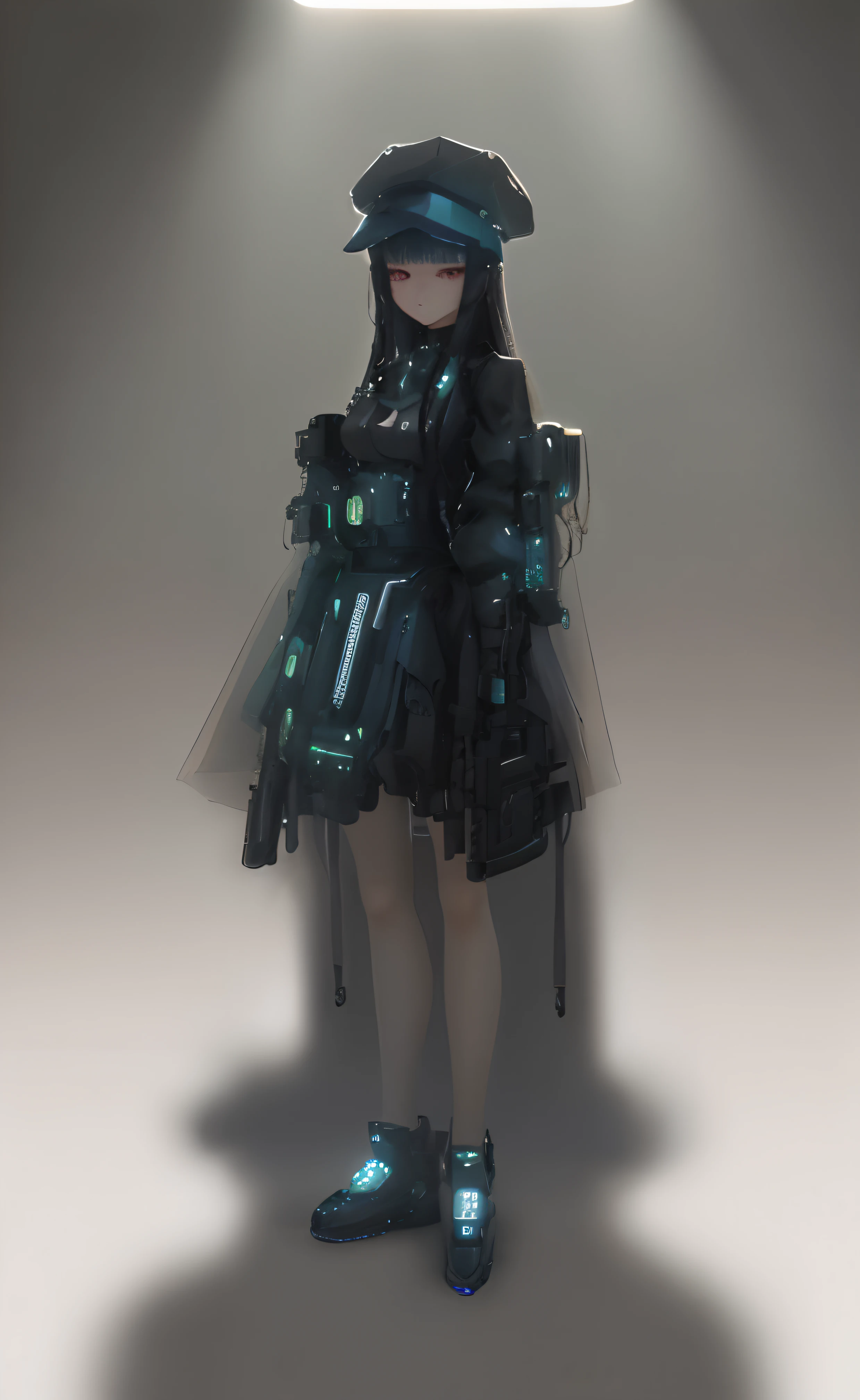 girl with、sunlights、sunlights、Animated、(the perfect body:1.1)(long, Wavy Hair:1.2)、FULL BODYSHOT、High contrast、Military、cyberpunked、long maid outfit、With a gun、(extremely delicate and beautiful)、(​masterpiece)、(top-quality:1.0)、(超A high resolution:1.0)、beautifuldetails、realistic shadow、[hight resolution]、Detailed skin、ultra-detailliert