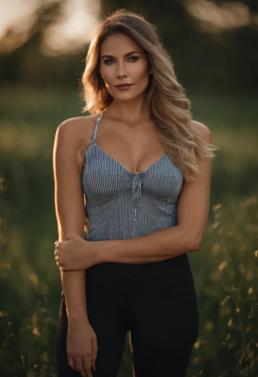 Professionell, (4k-Foto:1.1) (Scharfer Fokus:1.3), Hohe Detailgenauigkeit, tragend (enges Hemd:1.2), beautiful detailed face, Eine attraktive Frau mit langen dunkelblonden Haaren schaut in die Kamera, sieht aus wie die Schauspielerin Katherine McNamara, Panasonic Lumix S Pro 50mm F/1.4, , fotorealistisch, (attraktive junge frau:1.3), (seductive:1.1), (flush:1.1), Hourglass Body Shape, big round breasts, betont, akzentuierter, Aufnahme von hinten, Minirock tragen, full entire body, lange Beine