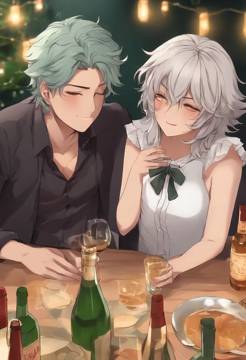 Femboy Nagito and Hajime getting drunk