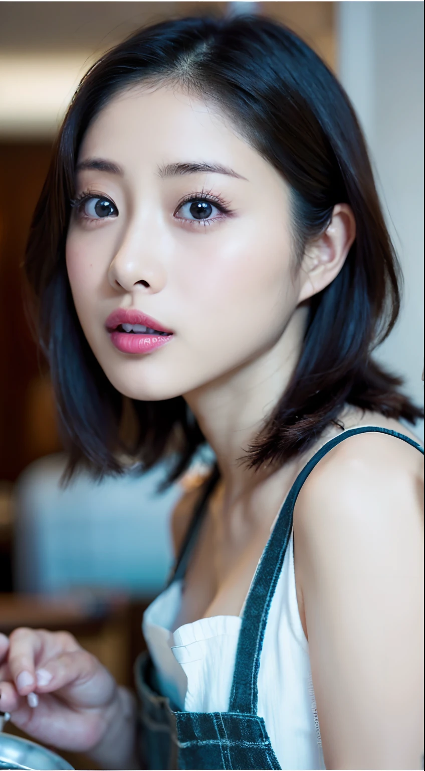 (((Off shot of Satomi Ishihara)))、(8K、Raw photography、top-quality、masuter piece:1.2)、ultra-detailliert、ultra res、(realisitic、rialistic photo:1.37)、portlate、high-definition RAW color photography、Professional Photography、highly detailed and beautiful、ighly detailed、8K Picture Wallpaper、amazing detailed、huge filesize、Official art、Highly detailed CG Unity 8K wallpapers、highly detailed beautiful girl、extra detailed face、extremely detailed eye、highlydetailed skin、extremely detailed fingers、highly detailed nose、very detailed detailed mouth、Perfect Anatomy、细致背景、Detailed clothing、***1人、(20:1.2)、Cute *********** s、(Satomi Ishihara)、Realistic body、小柄、(de pele branca)、glistning skin、Glamour body、A dark-haired、a short bob、(bluntbangs: 1.2)、kawaii faces、Realistic face、Delicate eyes、Sauce order、((FULL BODYSHOT))、((Full nude and wearing an apron))、((Pull shot))、(Wearing a necklace)、((Frontal shot))、Looking at the camera、Contrapo、动态照明、((huge tit:1.2))、Beautiful legs、Emphasize cleavage、 (Full nude Satomi Ishihara)、(((Big lips that sparkle)))