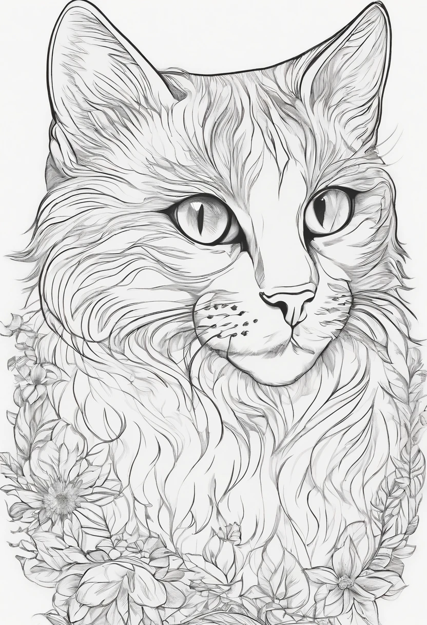 Cats,line-drawing,(without background:1.5),T-shirt logo,Sticker Logo,Cutting art