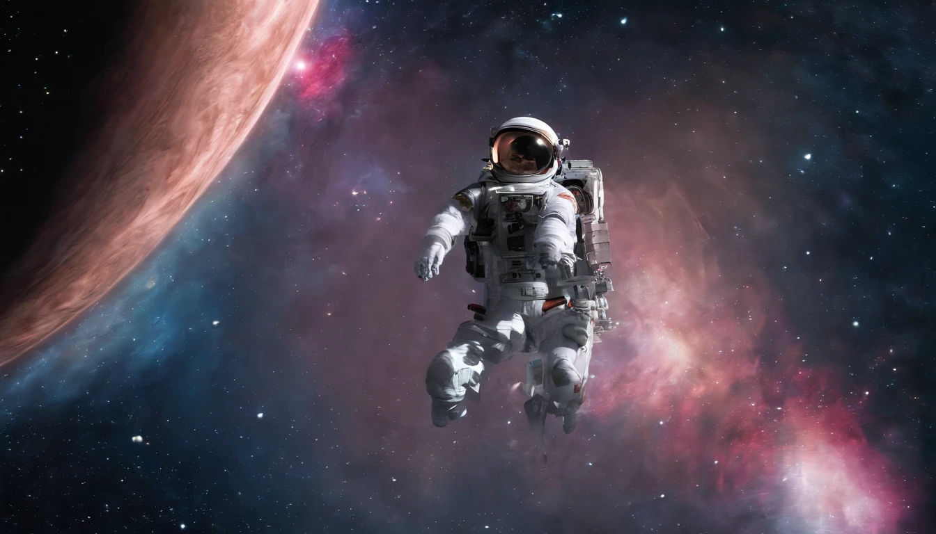En Interstellar, An astronaut travels through a black hole in an interstellar universe,((Obra maestra)),(La mejor calidad)),Magnificent spatial image scene