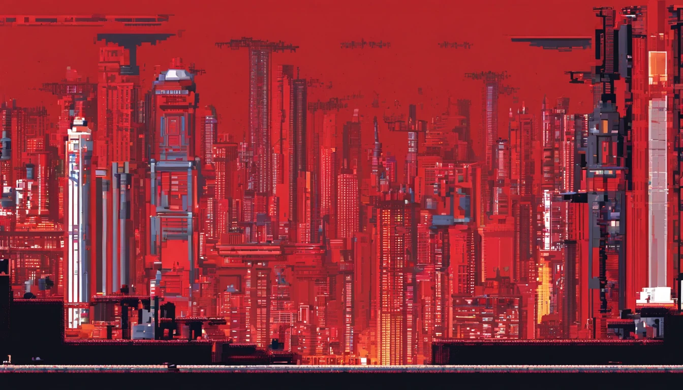 Crie uma imagem em formato 16:9 of the highest cinematic quality that illustrates AI algorithms in action, highlighting the negative aspects of AIs with the use of red colors to emphasize the pernicious character.