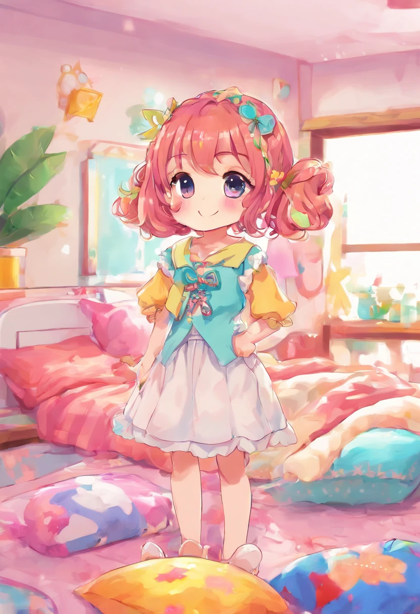 girl with　a bed　animesque　cute little
