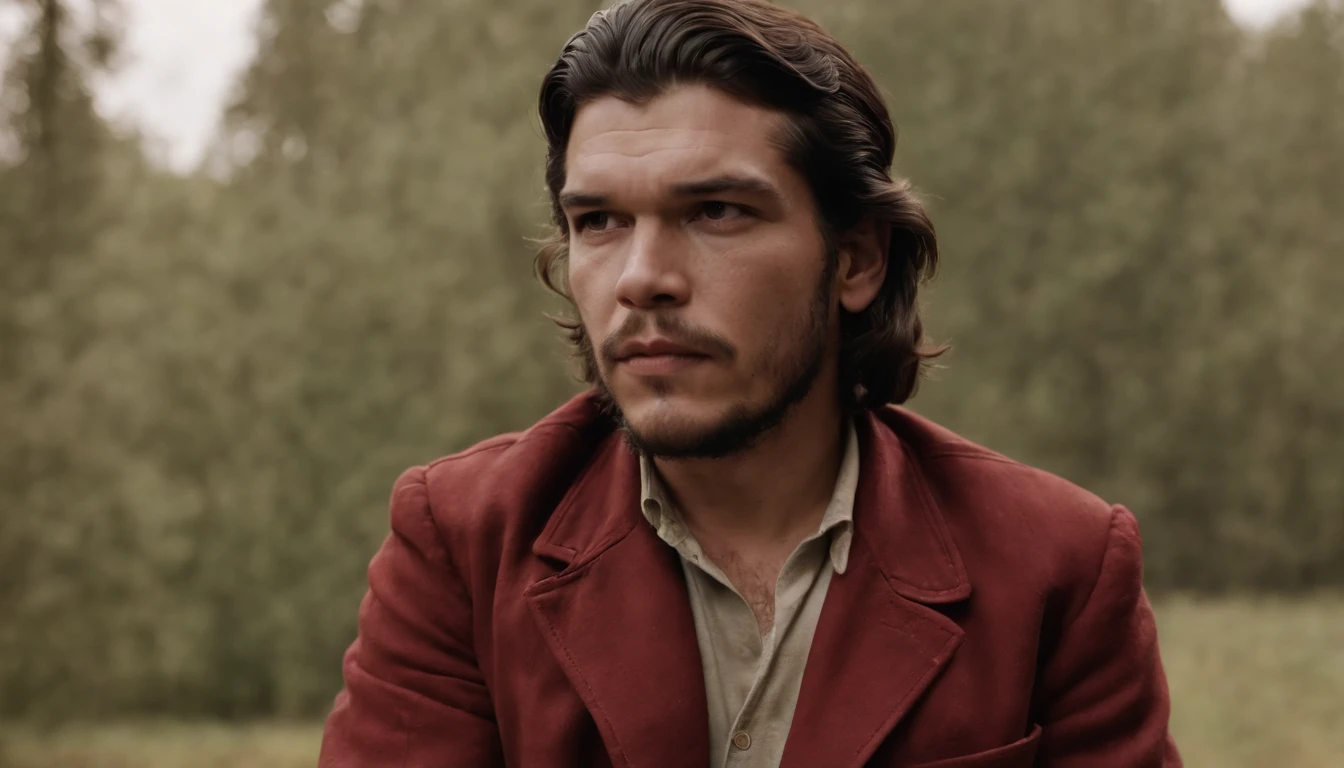 Diabolical Che Guevara in shades of red on the screen of the cell phone