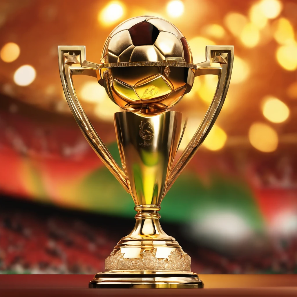Generate an image of the 1998 World Cup with the glittering trophy. Add the text 'Follow for more exclusive revelations !'. Represent the virtual narrator as a smiling emoji with a wink to conclude the video.
