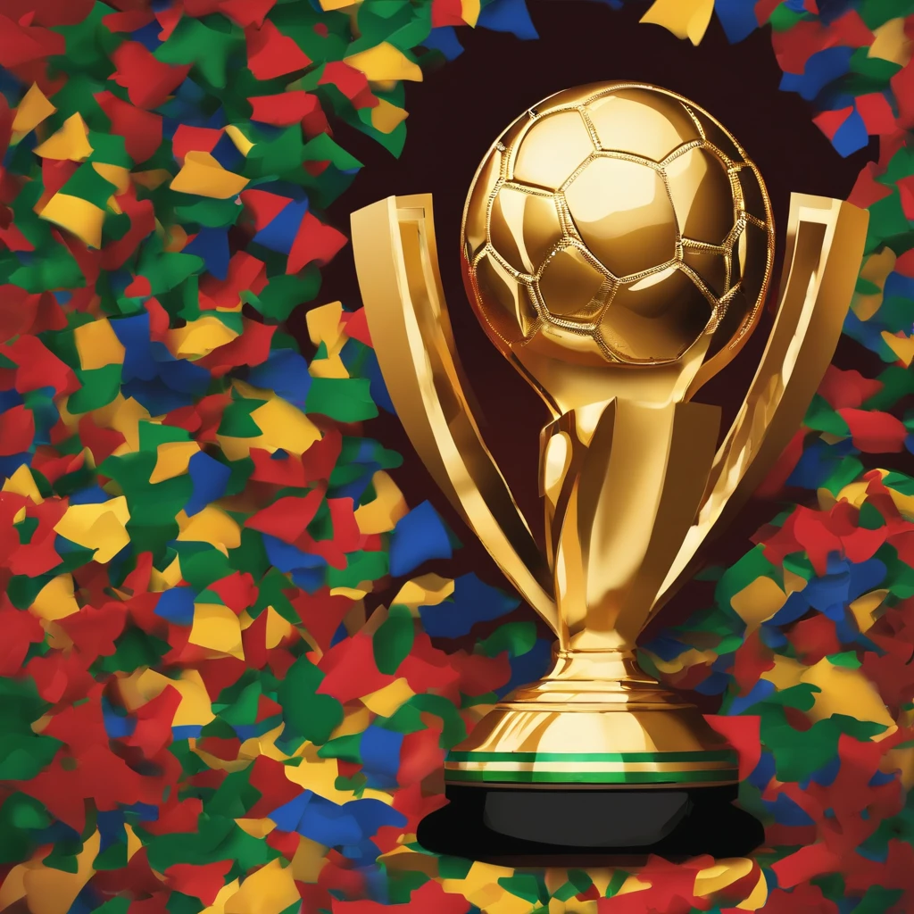 Generate an image of the 1998 World Cup with the glittering trophy. Add the text 'Follow for more exclusive revelations !'. Represent the virtual narrator as a smiling emoji with a wink to conclude the video.