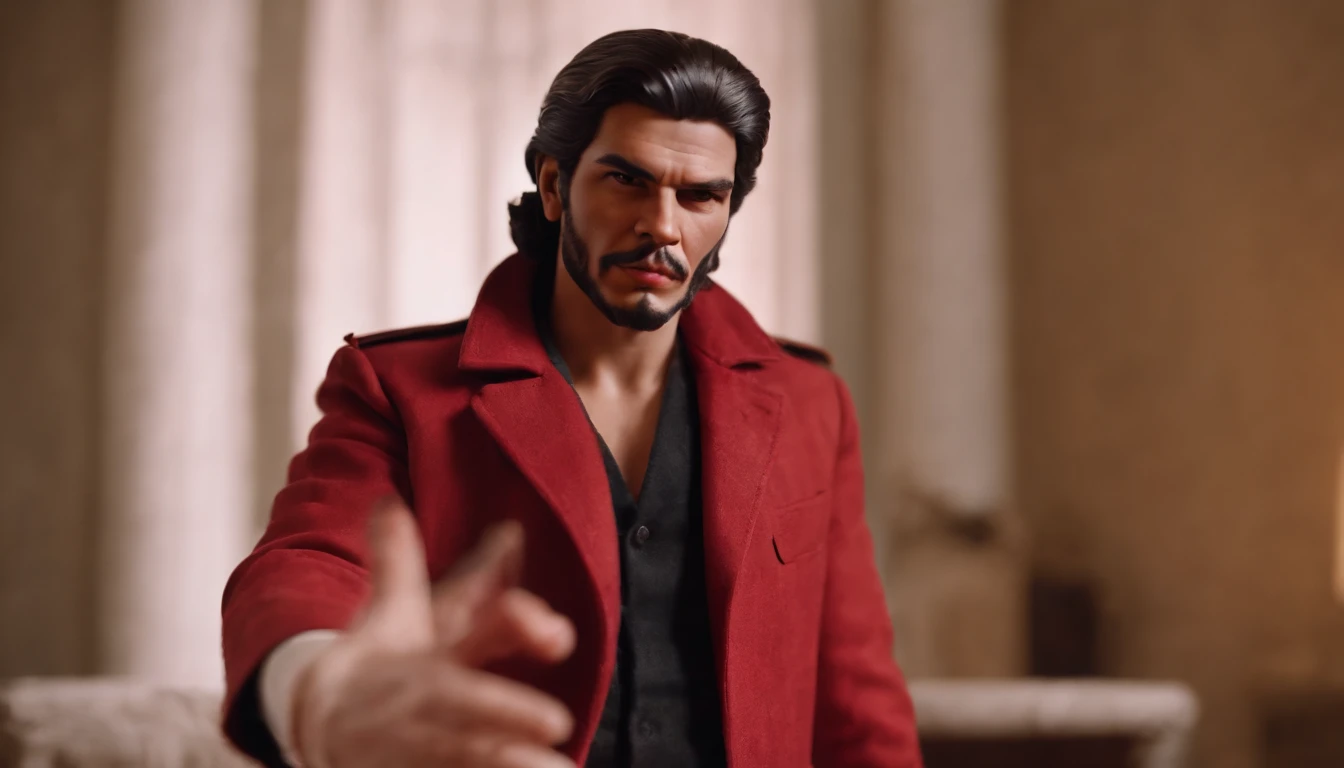 Smartphone displaying the Devil resembling Che Guevara in shades of red.