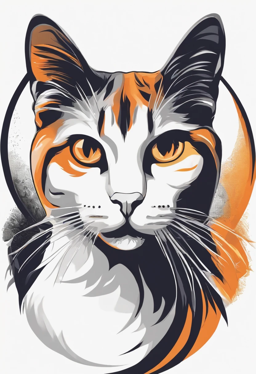 Cat in the circle,a closeup,(without background:1.5),T-shirt logo,Sticker Logo,Cutting art